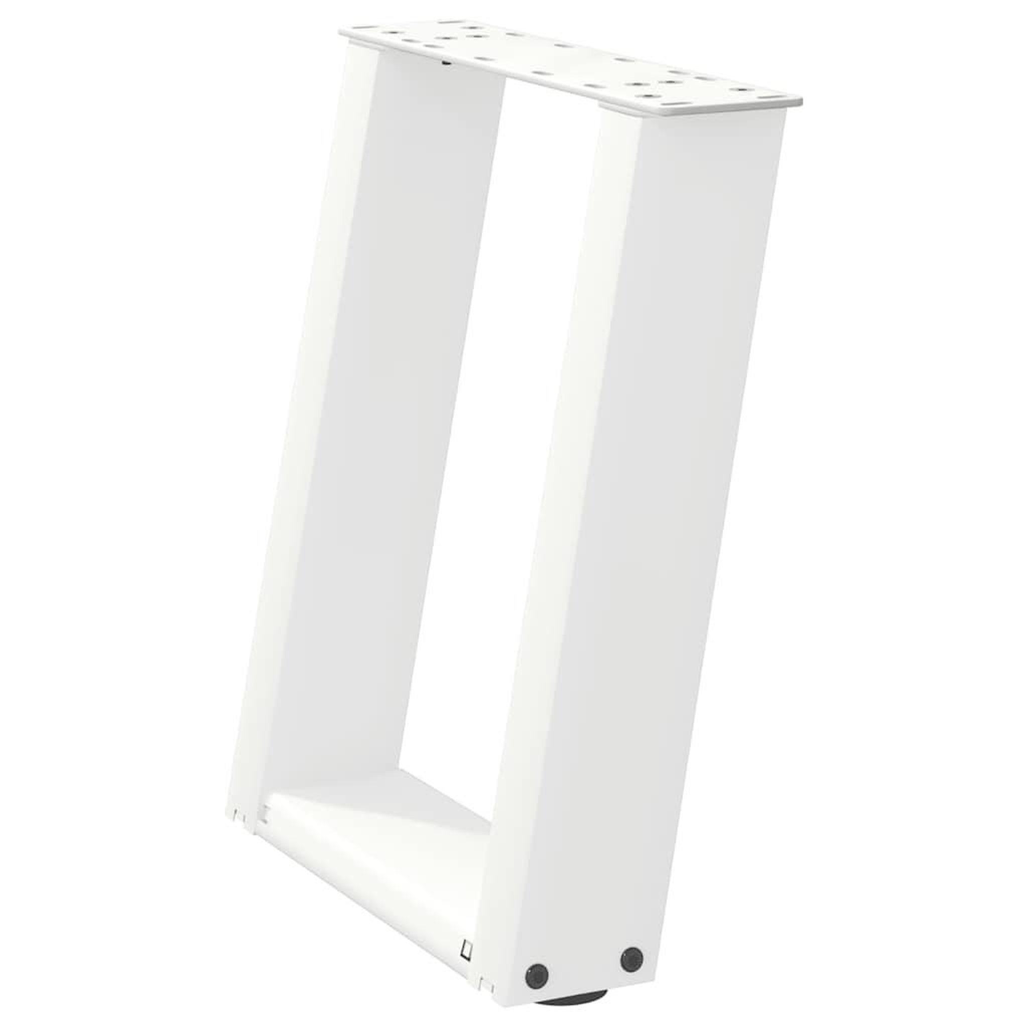 Voir la diapositive 4 : VIDAXL Pieds de table basse forme de U 2 pcs blanc 38x(42-43) cm acier