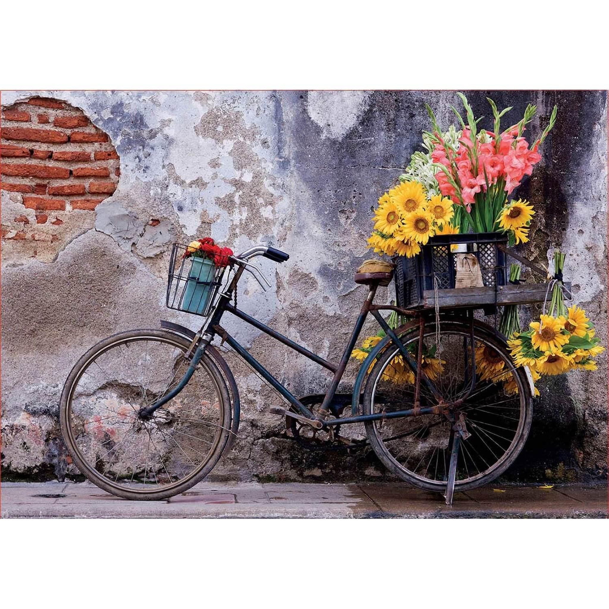 Voir la diapositive 1 : EDUCA Puzzle 500 pièces : Bicyclette avec des fleurs