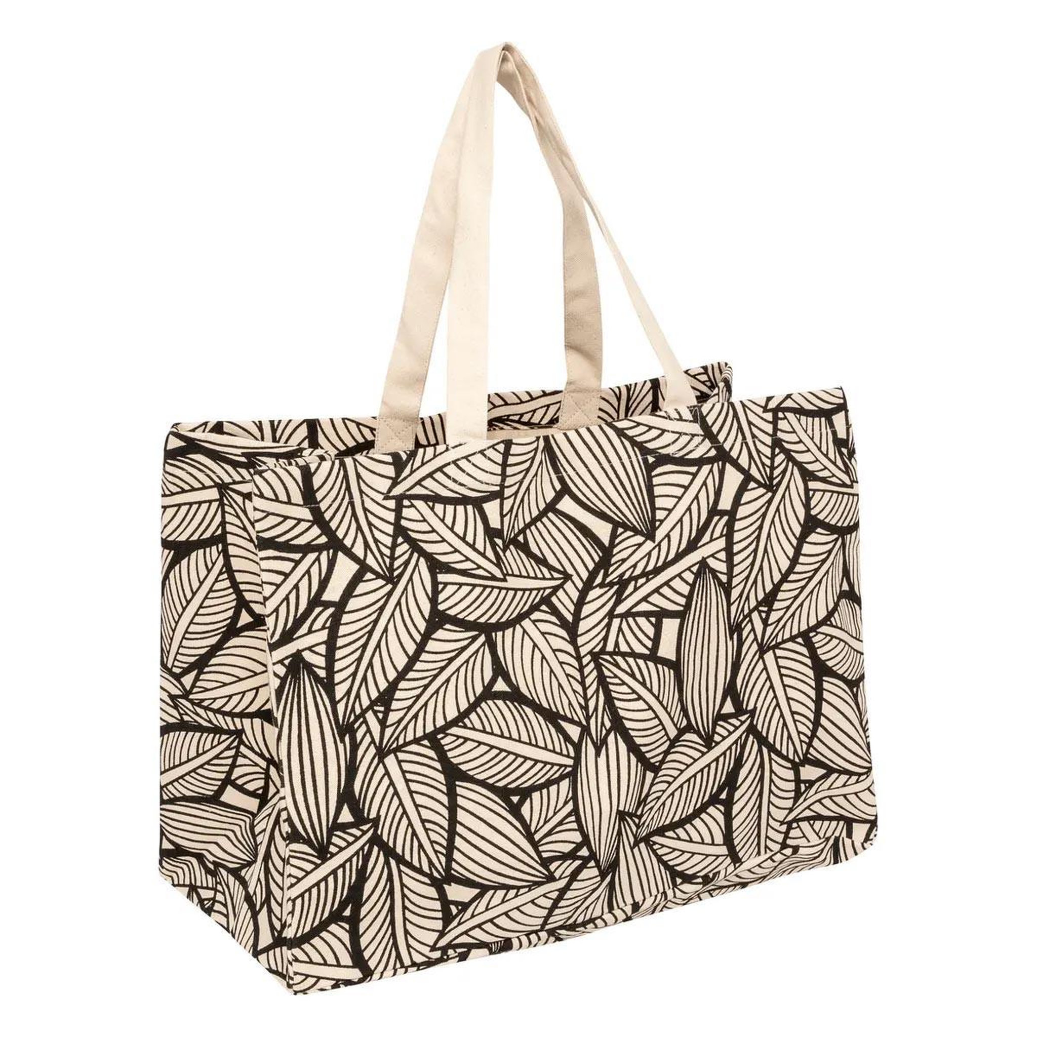 FIVE Sac de shopping en coton  feuille  50cm beige