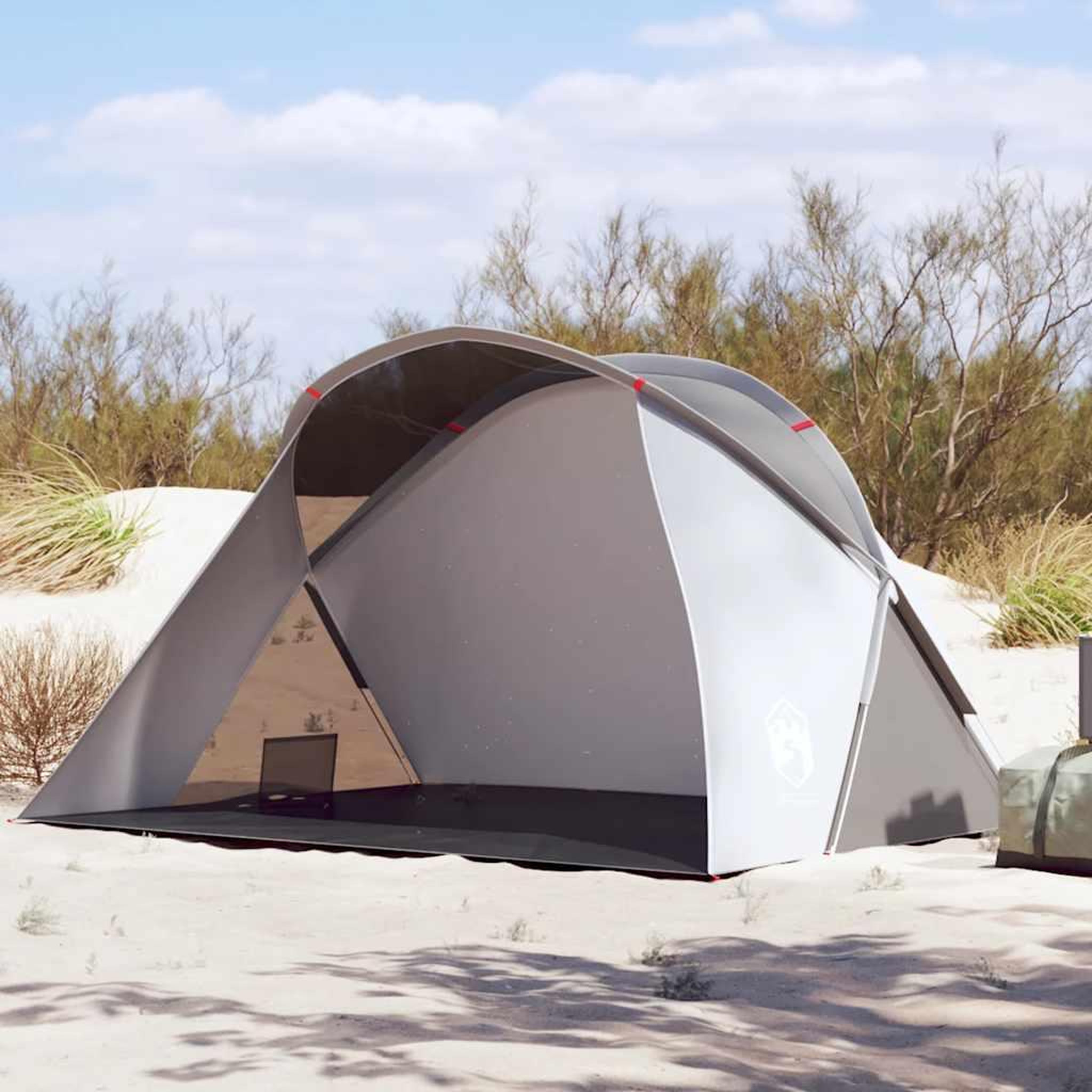 VIDAXL Tente de plage 2 personnes gris escamotable impermeable