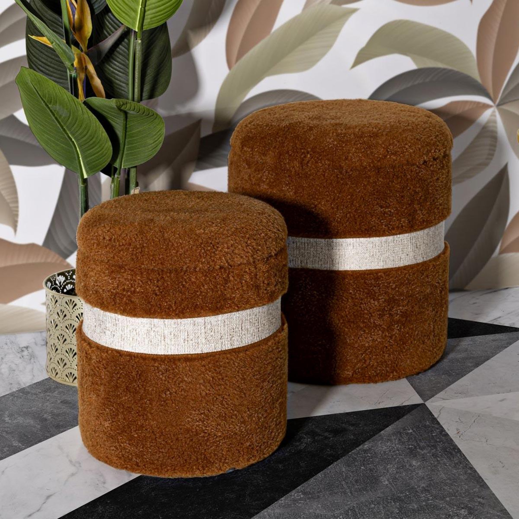 Voir la diapositive 5 : Paris Prix Lot de 2 poufs coffres  saint moritz  47cm marron