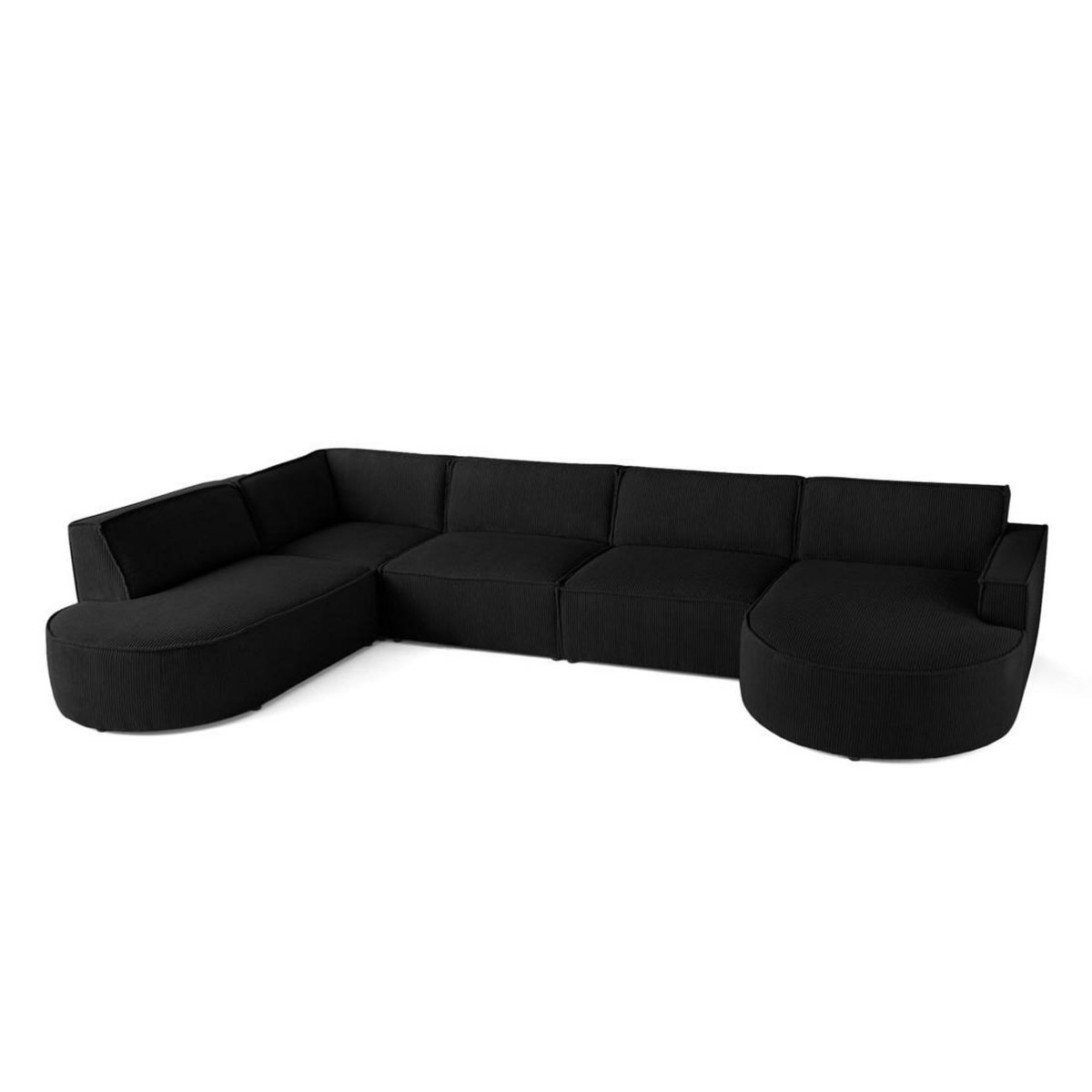 LISA DESIGN Spiaggia - canapé panoramique d'angle gauche - 7 places - en velours côtelé