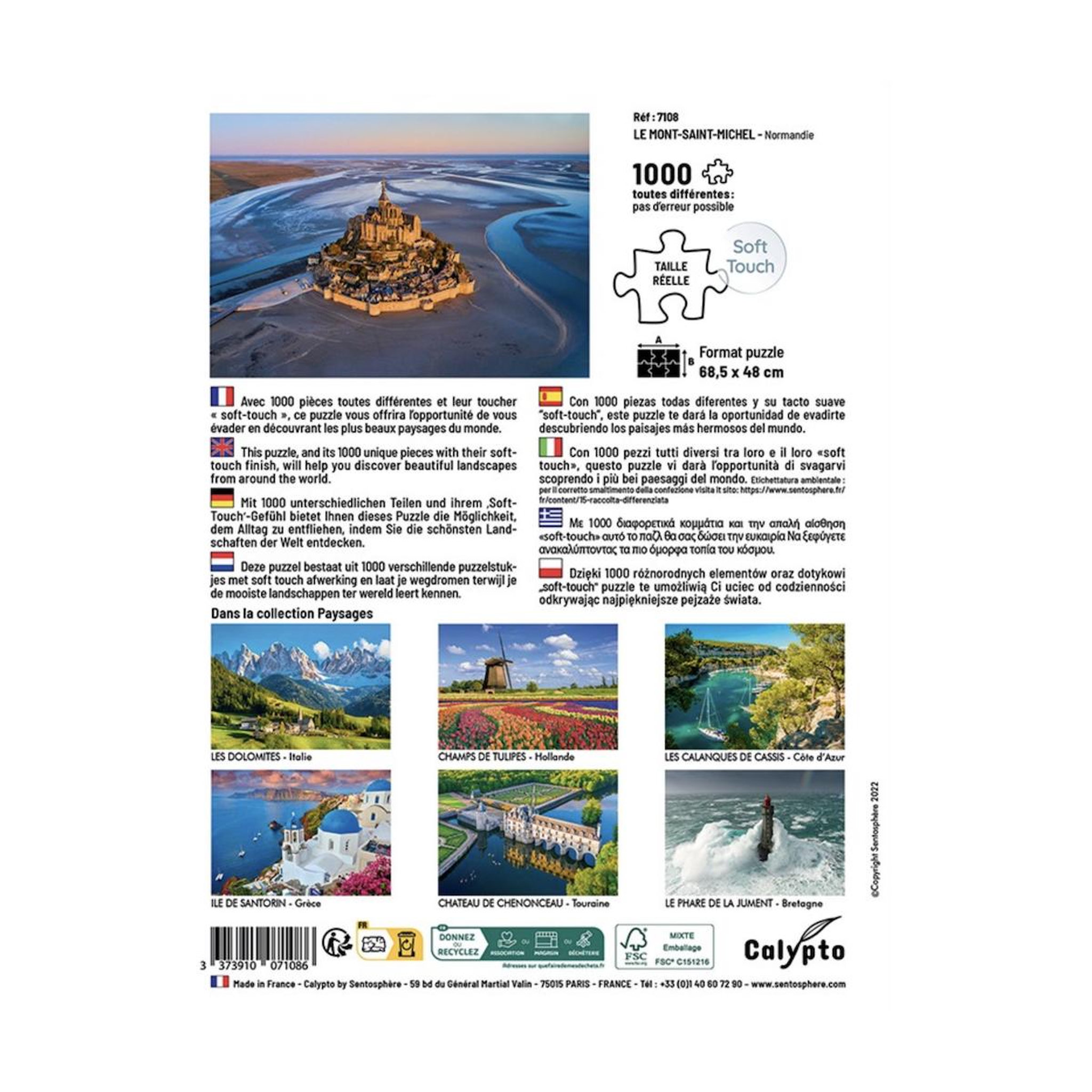 Voir la diapositive 2 : Sentosphere Puzzle 1000 pieces - Le Mont-Saint-Michel - Normandie