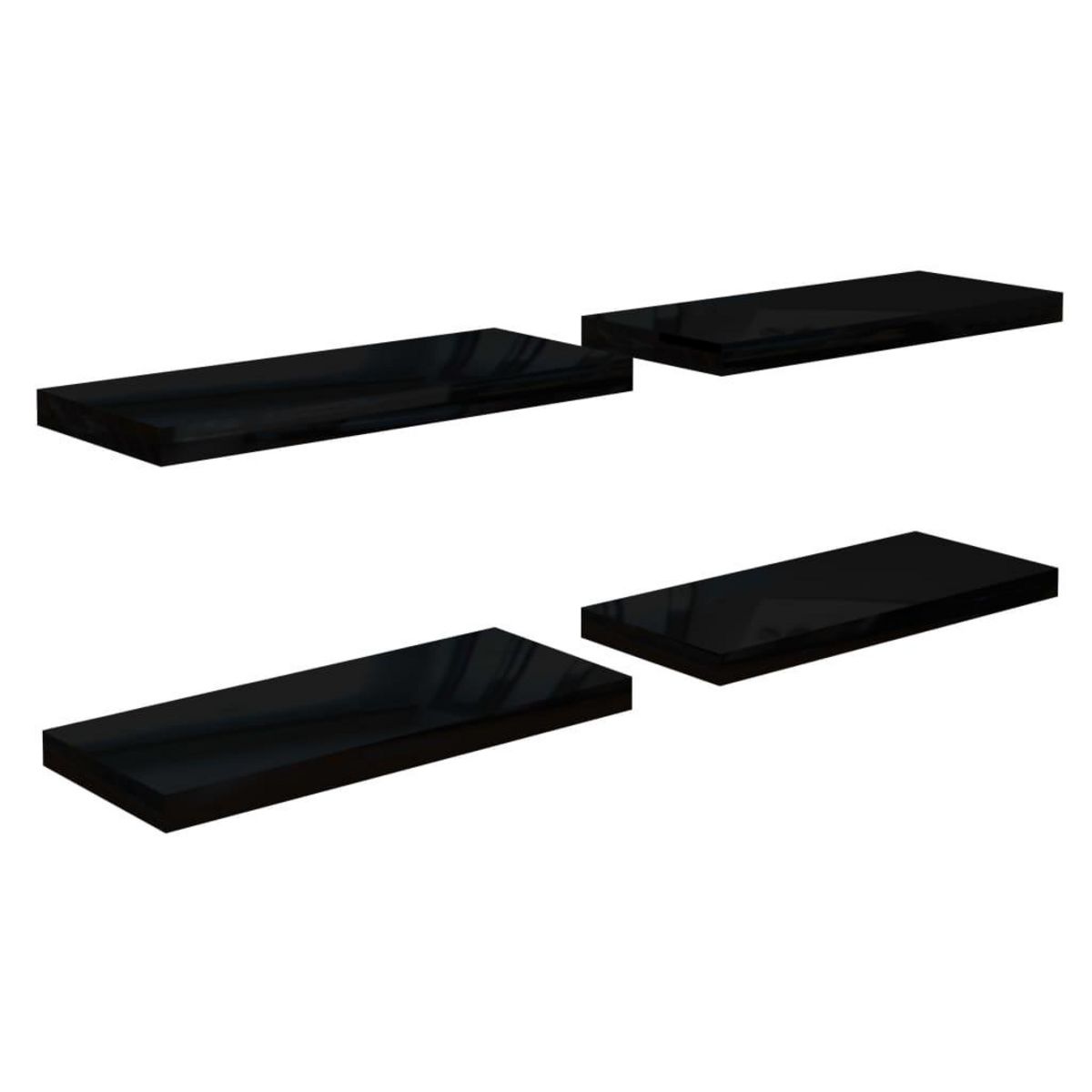 VIDAXL Etagere murale flottante 4 pcs Noir brillant 60x23,5x3,8 cm MDF