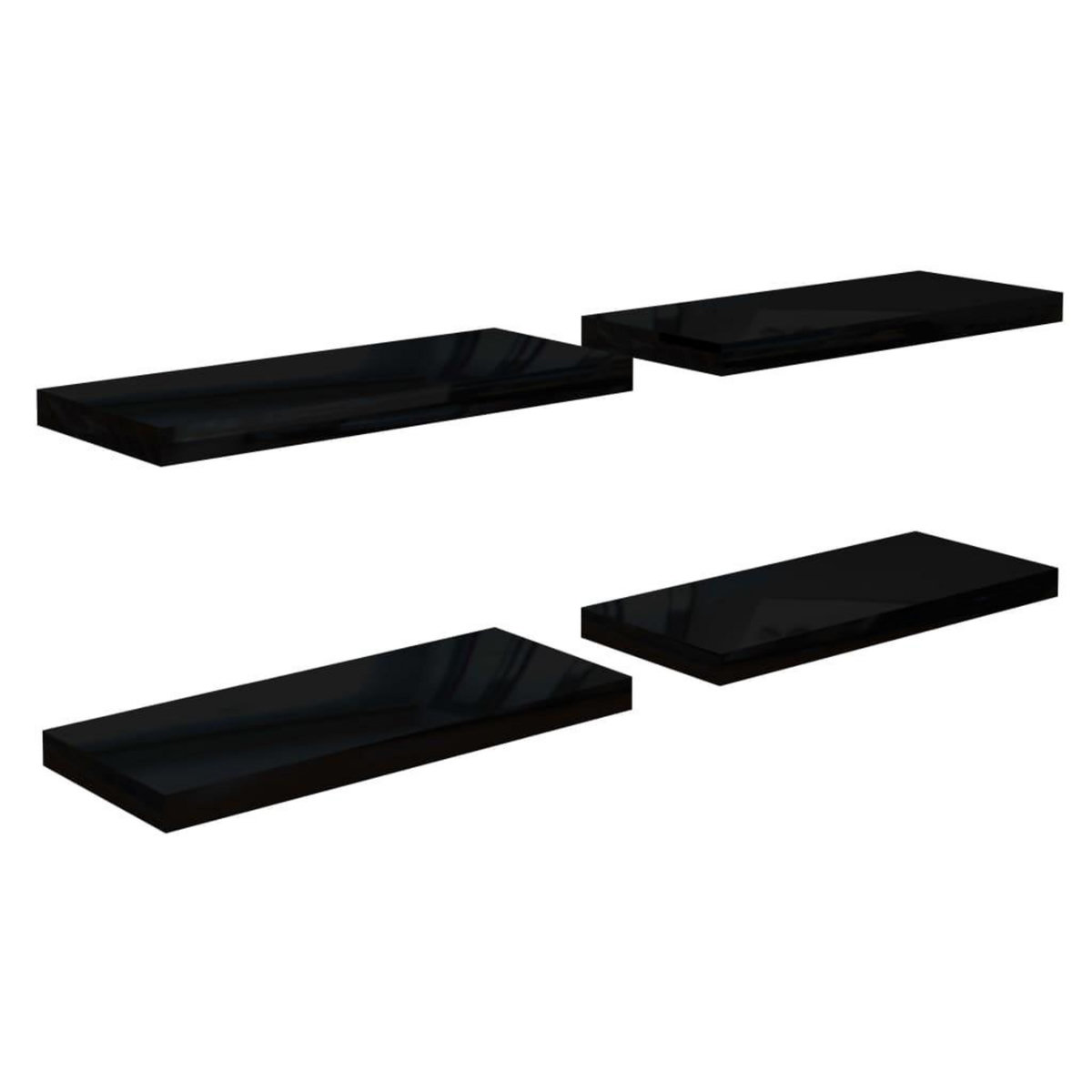 VIDAXL Etagere murale flottante 4 pcs Noir brillant 60x23,5x3,8 cm MDF