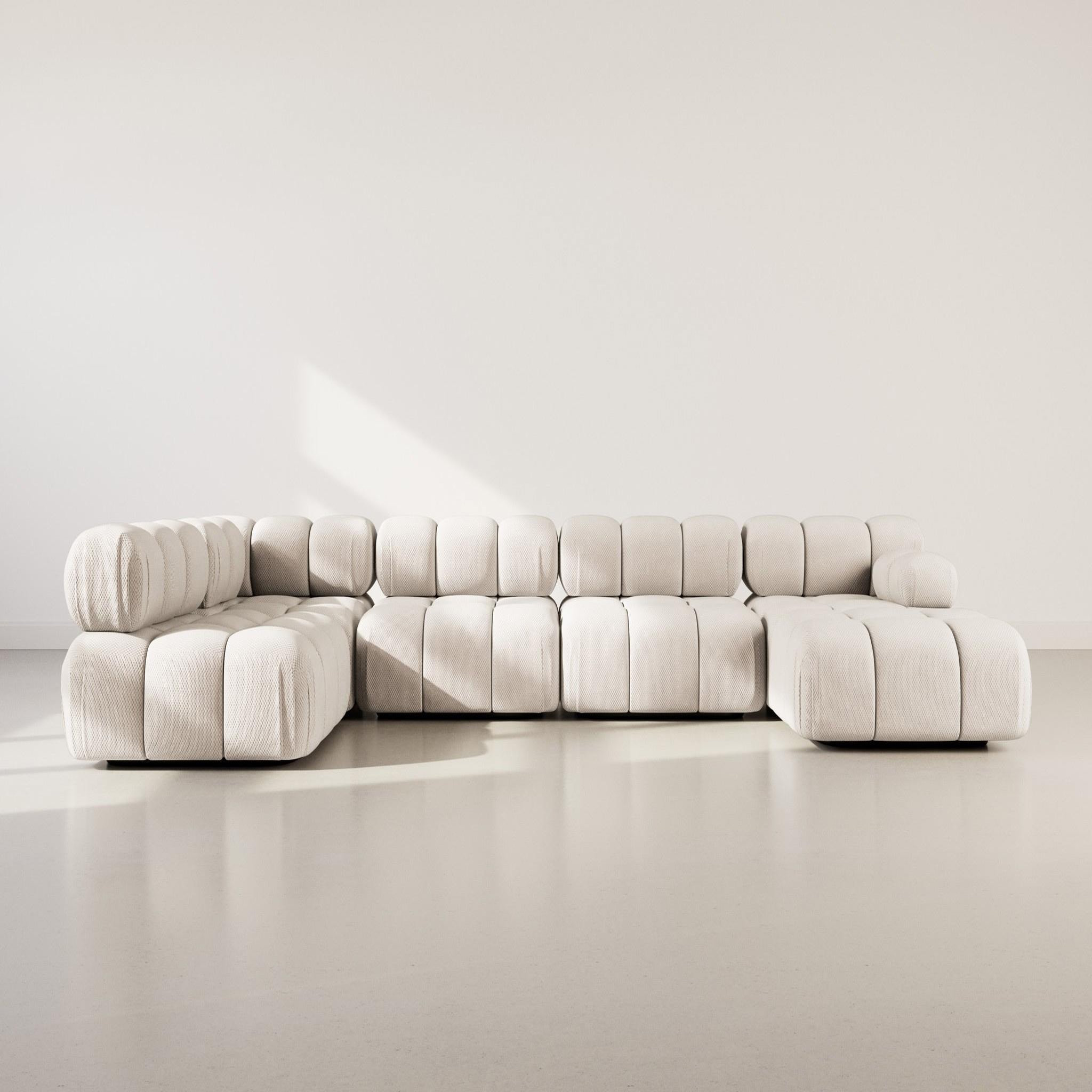 Voir la diapositive 2 : LISA DESIGN Ruby - canapé panoramique modulable d'angle gauche 7 places en velours texturé