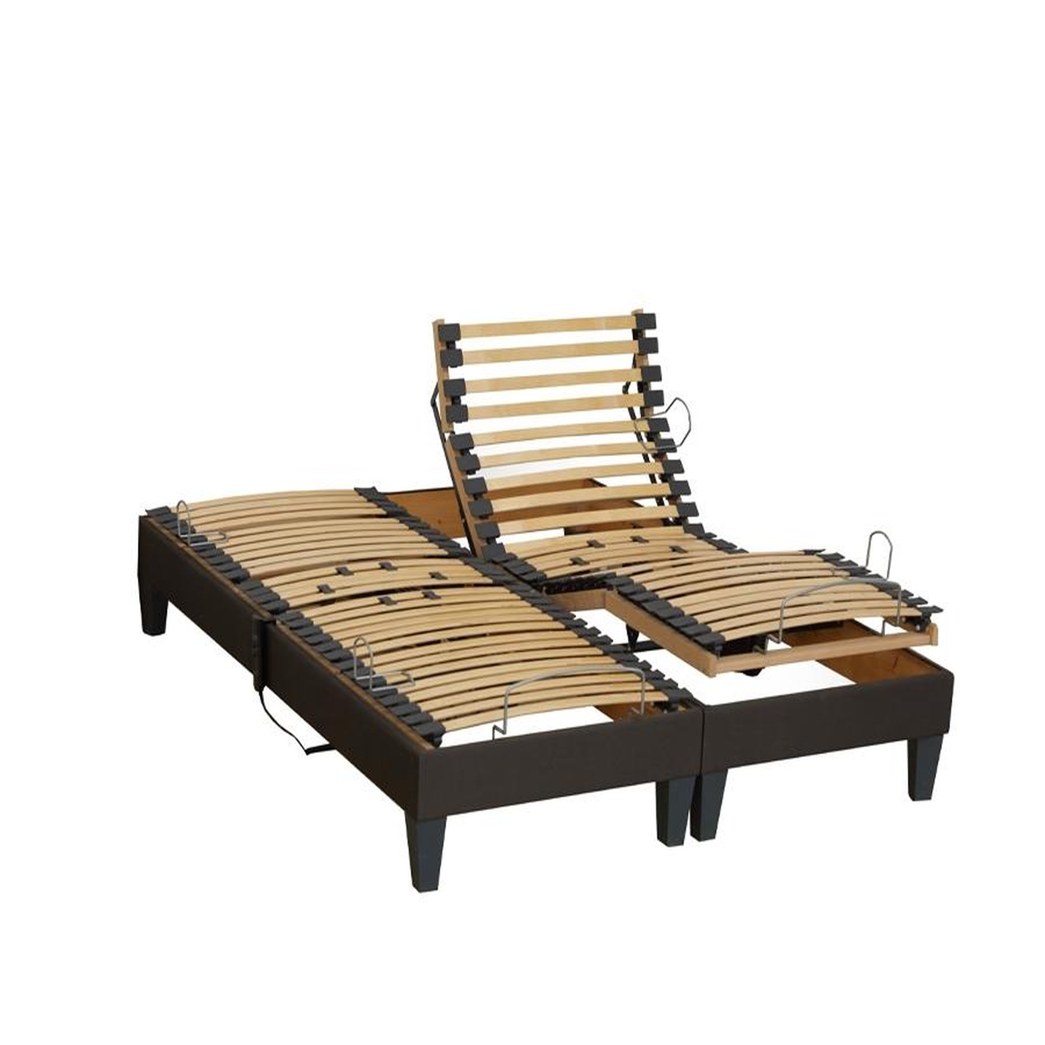 IDLITERIE Lot de 2 sommiers de relaxation électrique VANESSA, confort ajustable. Coloris disponibles : Gris