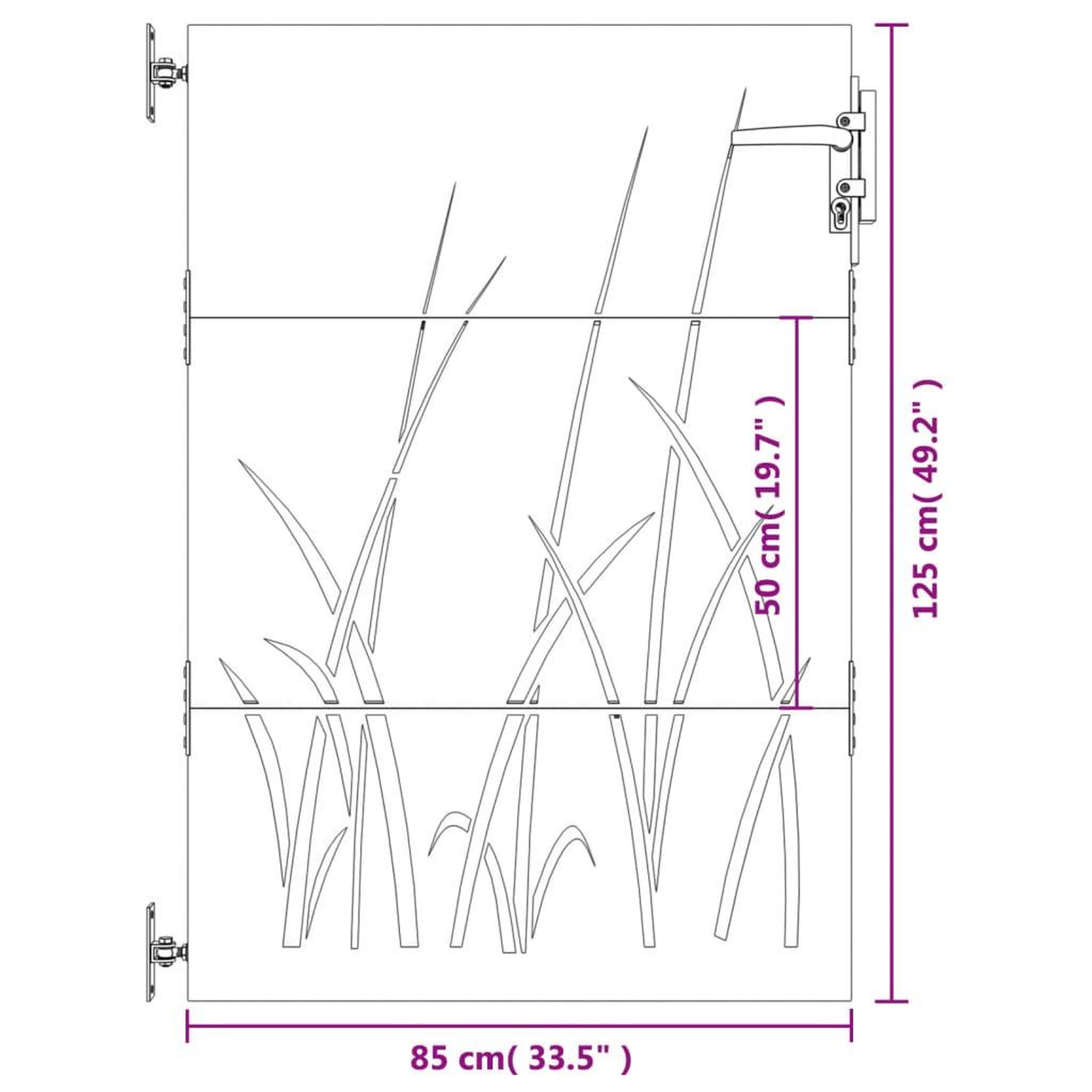 Voir la diapositive 6 : VIDAXL Portail de jardin 85x125 cm acier corten conception d'herbe