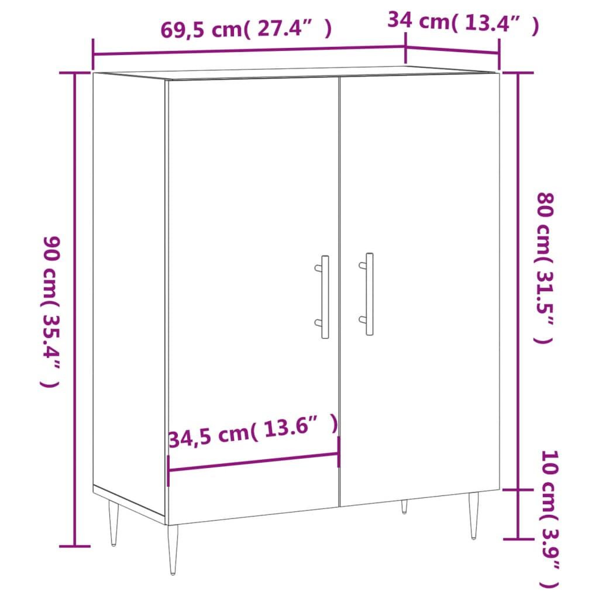 Voir la diapositive 6 : VIDAXL Buffet gris beton 69,5x34x90 cm bois d'ingenierie