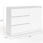 Voir la diapositive 4 : ID MARKET Commode 3 tiroirs + 1 porte TOMI 110 cm bois blanc