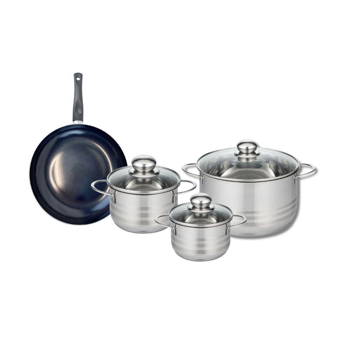 ELO Ensemble de 1 Poêle de cuisson 24 cm et 3 faitouts 14, 16 et 24 cm Elo Prima Brillant