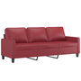 Voir la diapositive 2 : VIDAXL Canape a 3 places Rouge bordeaux 180 cm Similicuir