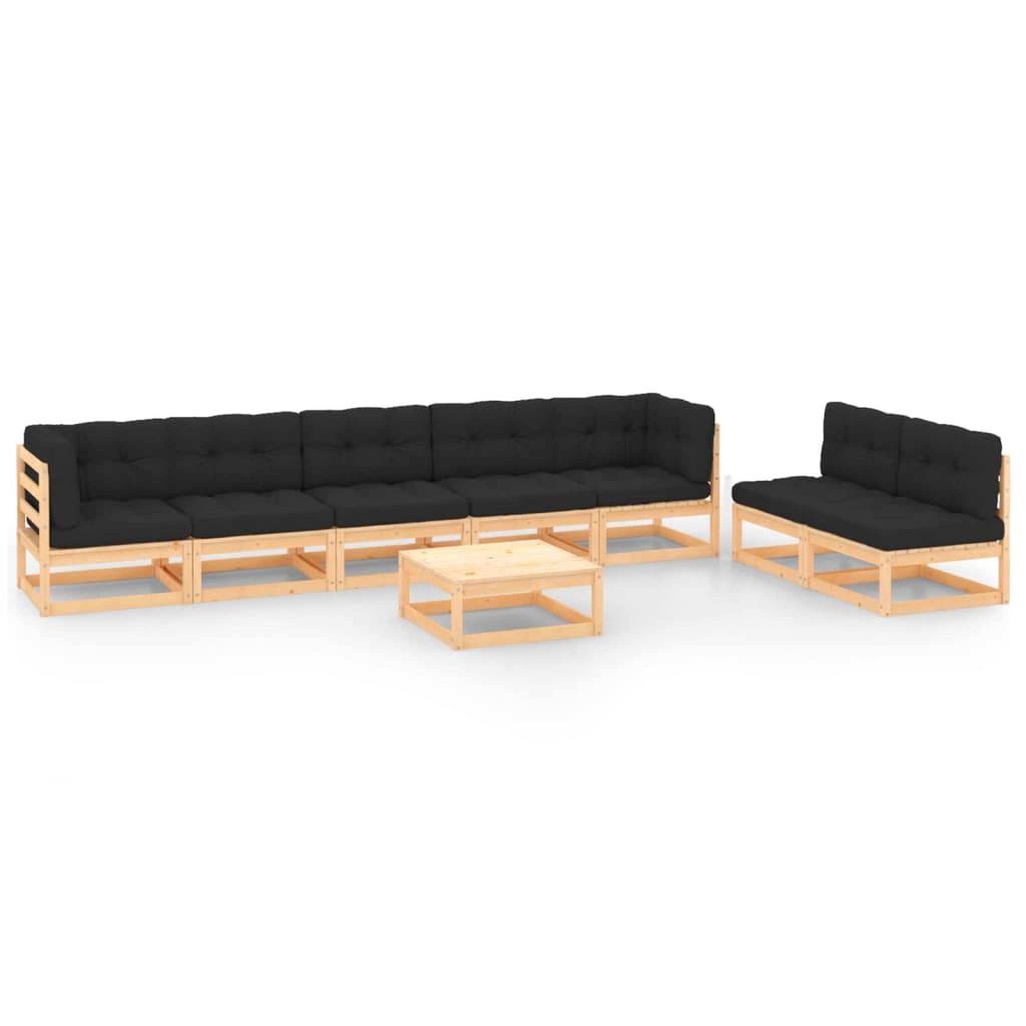 Voir la diapositive 1 : VIDAXL Salon de jardin 8 pcs avec coussins Bois de pin massif