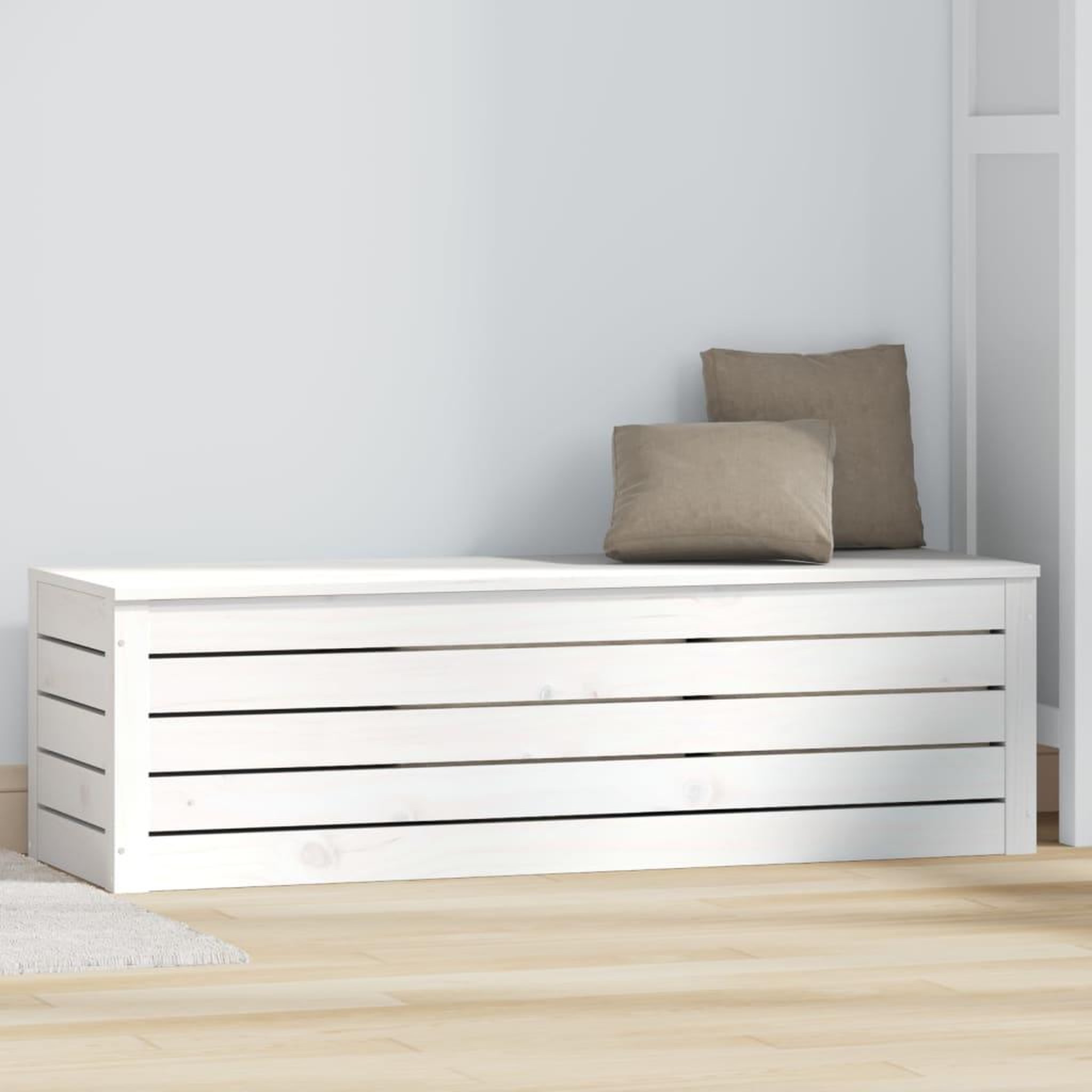 Voir la diapositive 3 : VIDAXL Boîte de rangement Blanc 109x36,5x33 cm Bois massif de pin