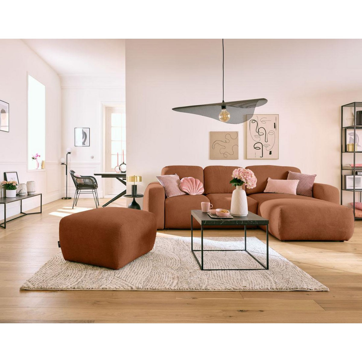 LISA DESIGN Sorrente - canapé d'angle réversible - convertible avec coffre - 4 places - en tissu texturé