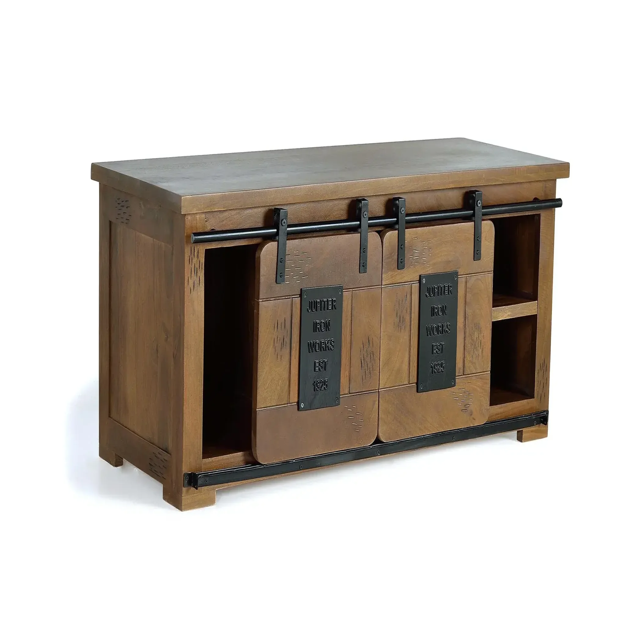 Voir la diapositive 2 : GINER Y COLOMER SL Meuble tv en bois de manguier 130 cm style industriel