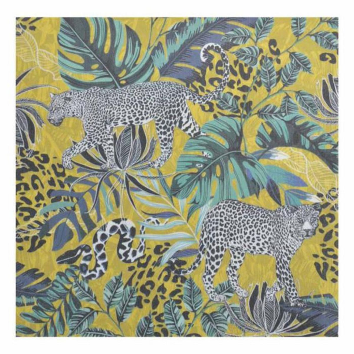 Paris Prix Lot de 20 Serviettes en Papier  Léopard  33x33cm Jaune