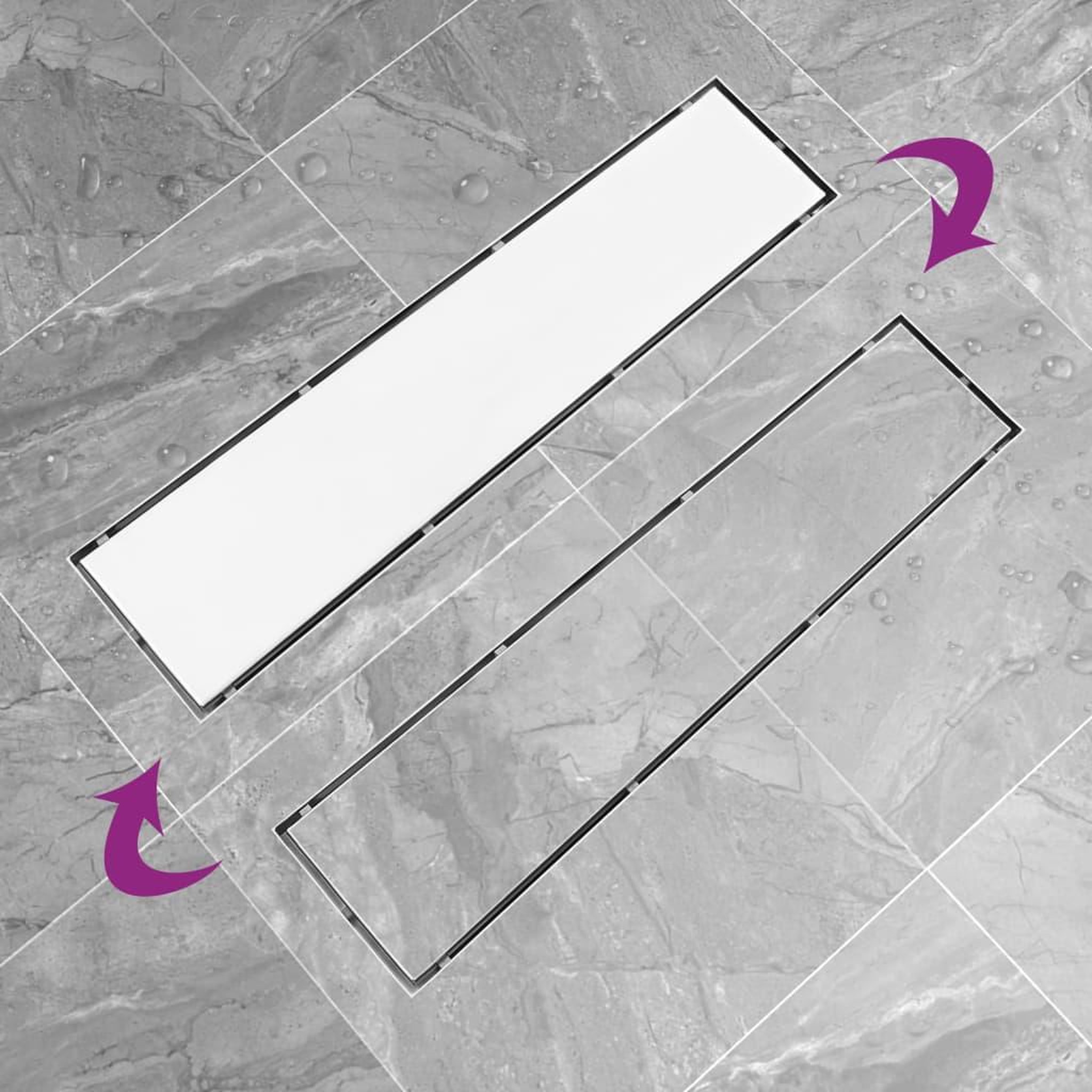 Voir la diapositive 4 : VIDAXL Drain de douche avec couvercle 2 en 1 53x14 cm Acier inoxydable