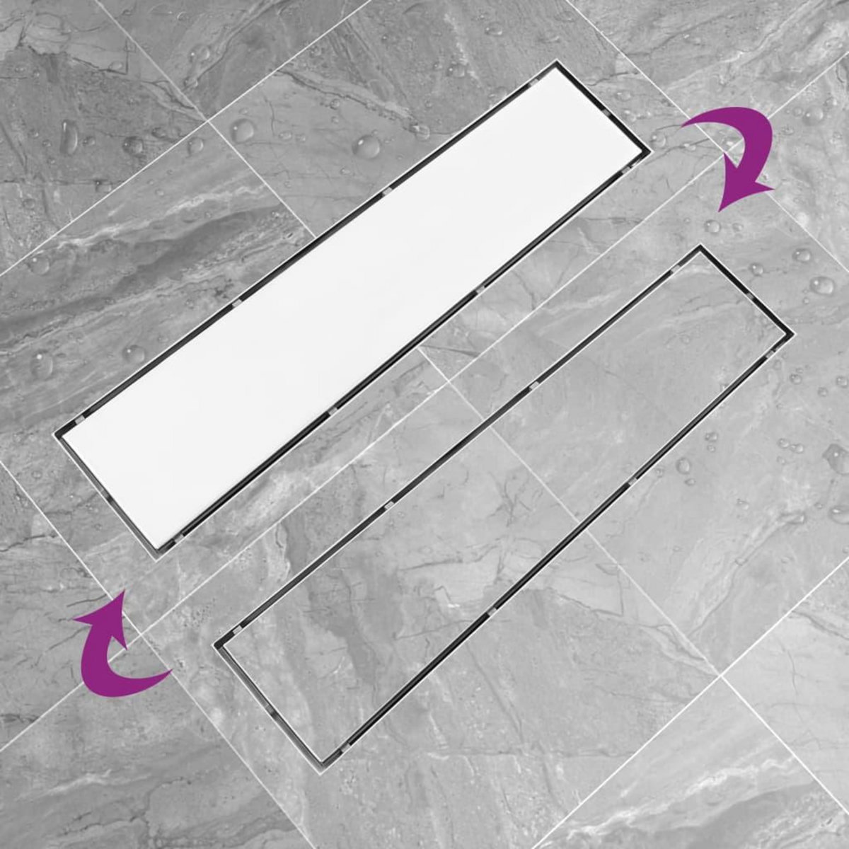 VIDAXL Drain de douche avec couvercle 2 en 1 53x14 cm Acier inoxydable