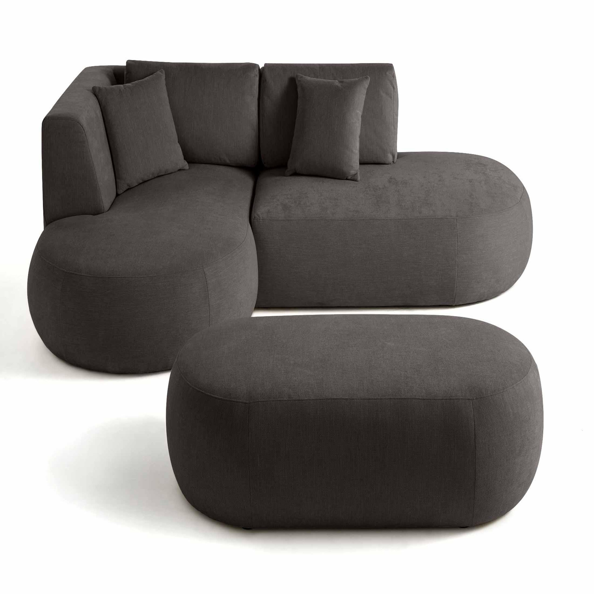 Voir la diapositive 1 : LISA DESIGN Santorini - canapé modulable d'angle gauche + pouf - 4 places - en tissu texturé