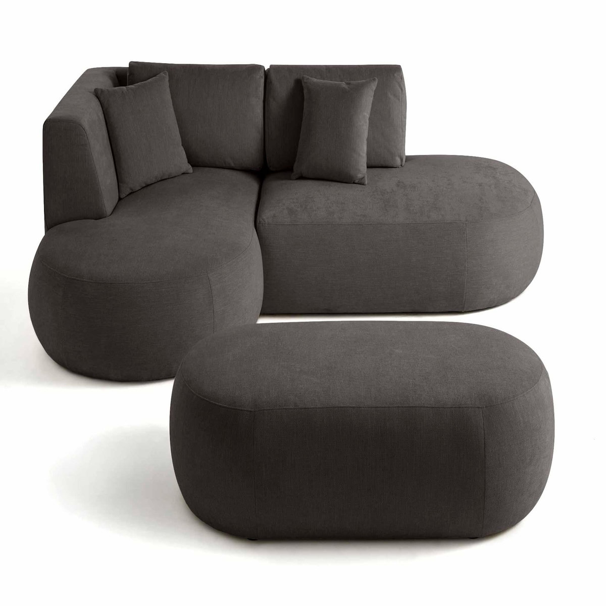 LISA DESIGN Santorini - canapé modulable d'angle gauche + pouf - 4 places - en tissu texturé