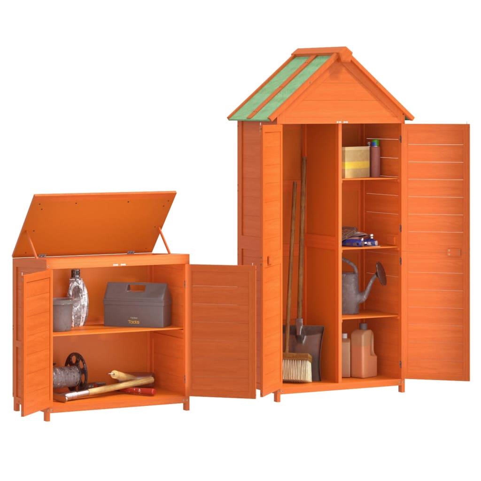 Voir la diapositive 4 : VIDAXL Ensemble de remise a outils de jardin 2 pcs marron pin massif