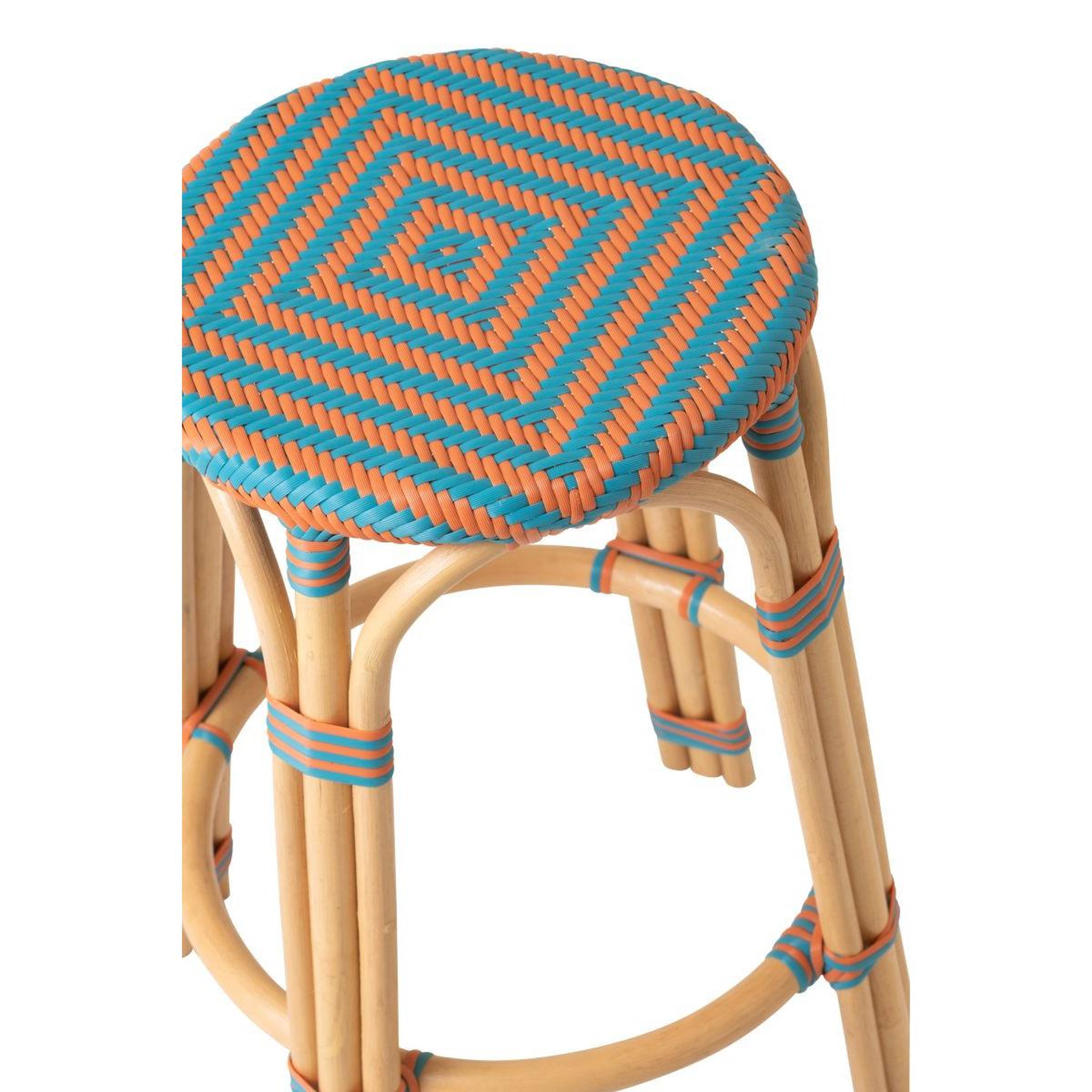 Voir la diapositive 3 : J-LINE Tabouret de Bar en Rotin  Geo  66cm Orange & Turquoise