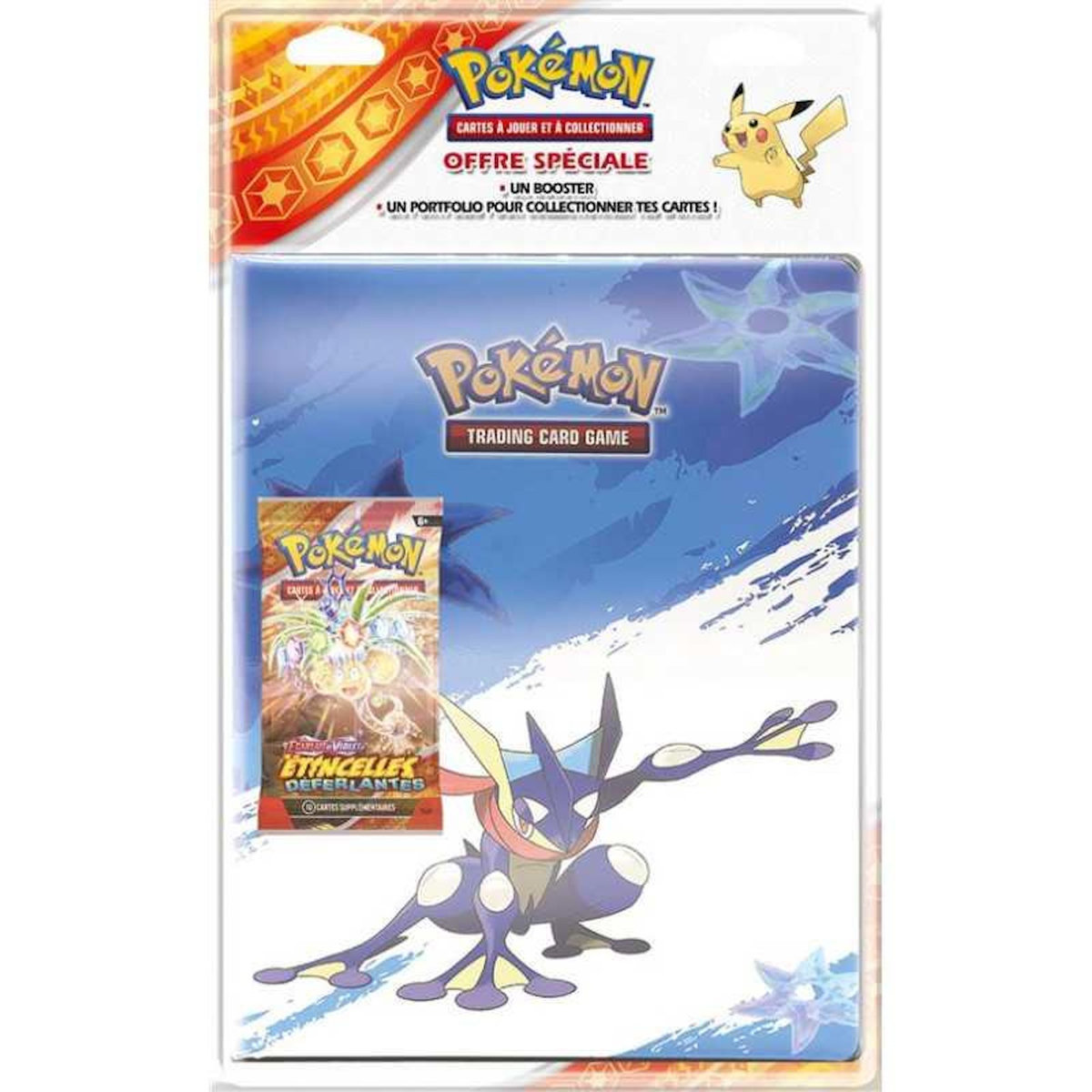 Pokemon Cartes à collectionner Pokémon EV08 Pack Portfolio et Booster Ecarlates et Violet Etincelles Déferlantes Modèle aléatoire