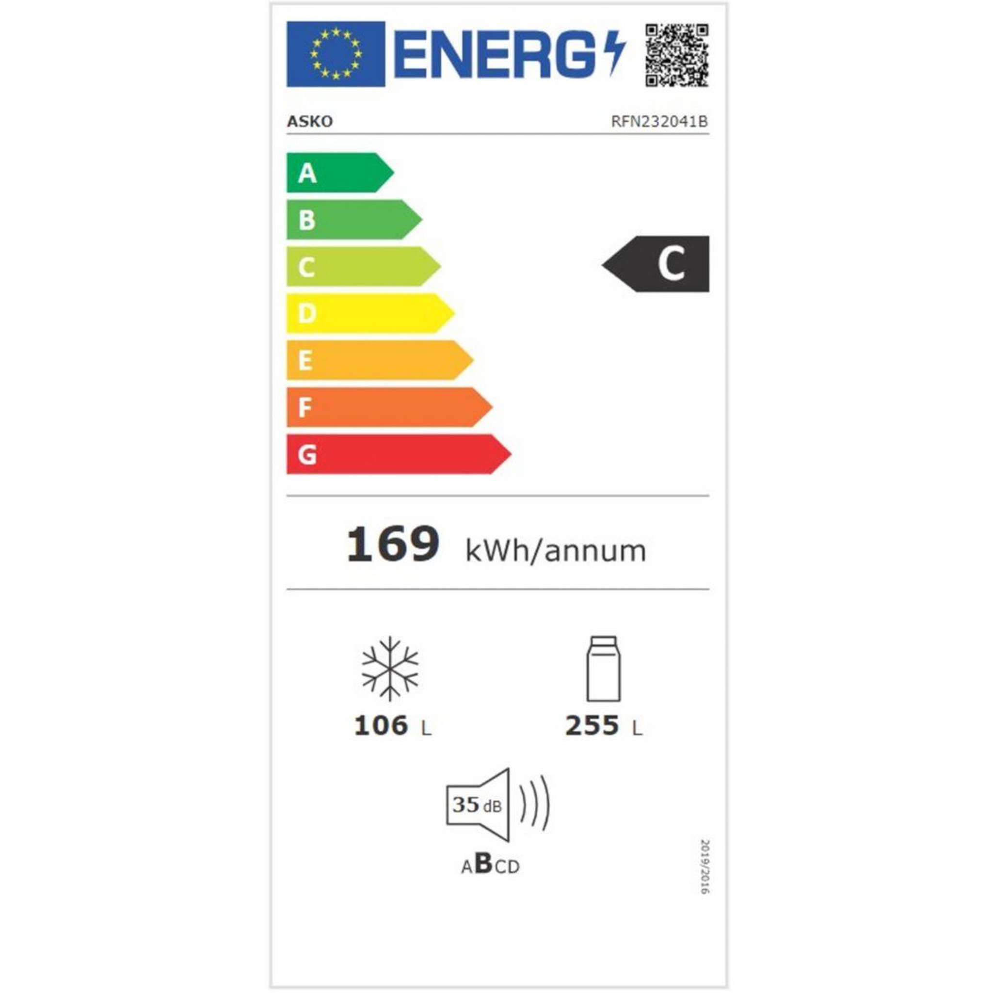 Voir la diapositive 6 : ASKO Réfrigérateur combiné RFN232041B
