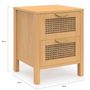 Voir la diapositive 4 : ID MARKET Lot de 2 tables de chevet EDHEN 2 tiroirs cannage et bois