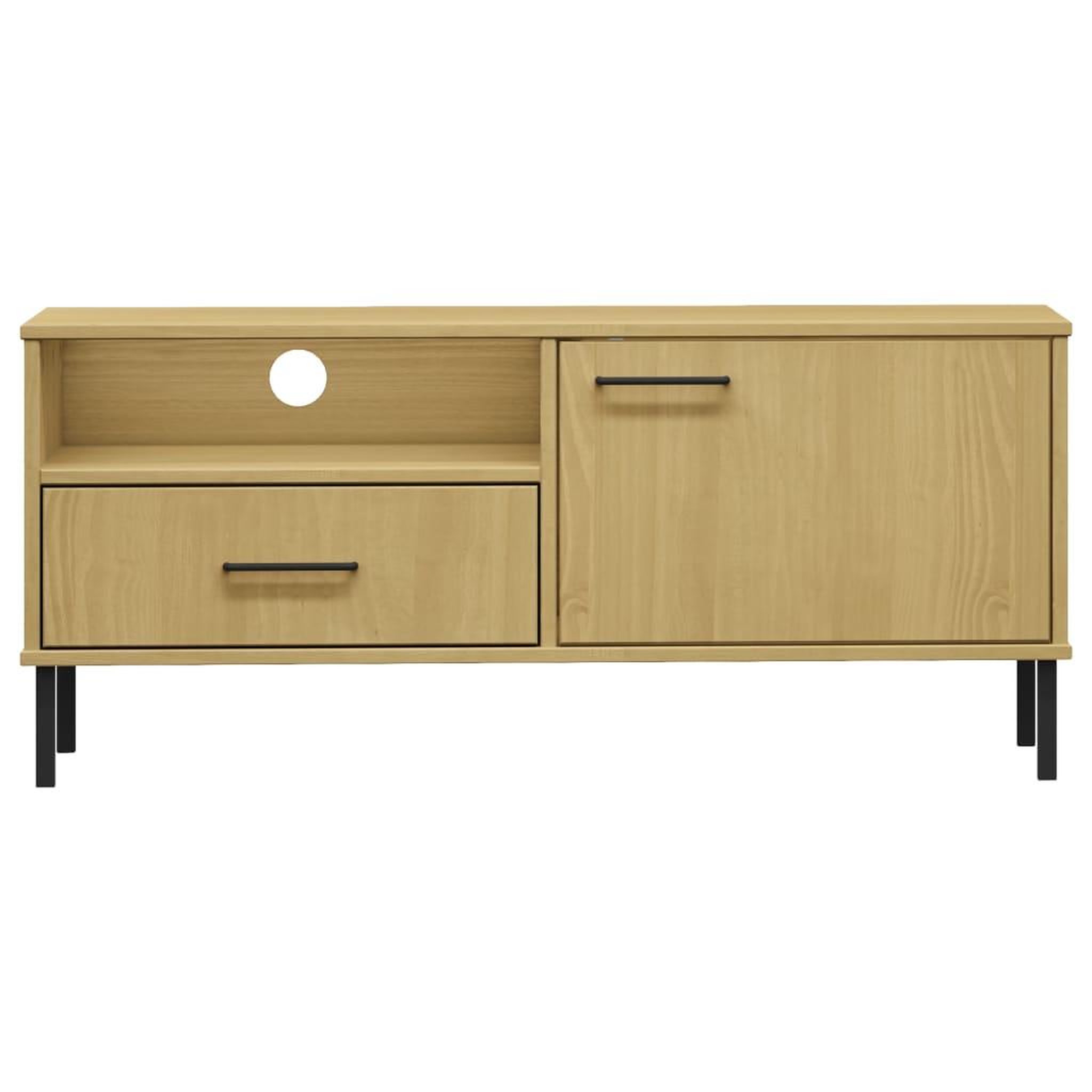 Voir la diapositive 4 : VIDAXL Meuble TV avec pieds en metal Marron Bois de pin massif OSLO