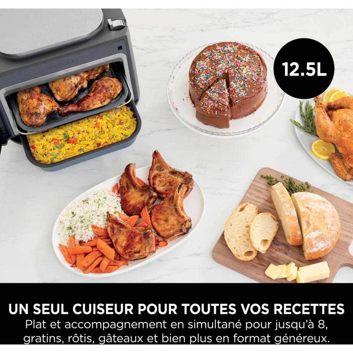 NINJA Multicuiseur SFP700EU gris/noir Combi Cooker 12,5L 12 modes de cuisson dont air fryer