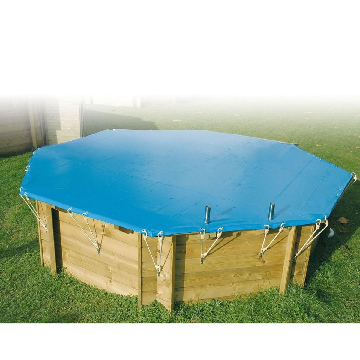 Piscine bois Azura 410 - H120cm - Liner bleu + Bâche à bulles Bâche de sécurité 410 cm 