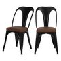 Voir la diapositive 1 : Rendez vous déco Lot de 2 chaises en métal noir et cuir synthétique marron - Charly