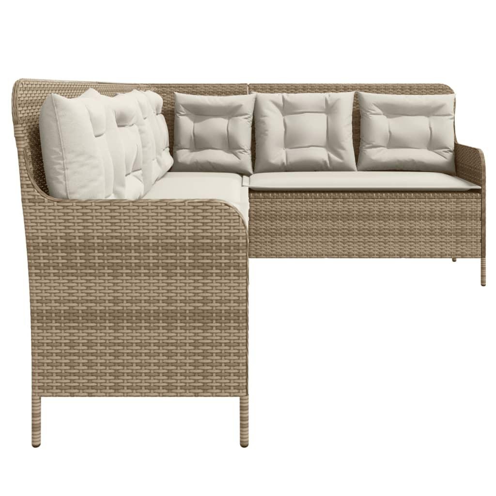 Voir la diapositive 5 : VIDAXL Canape de jardin avec coussins forme de L beige resine tressee