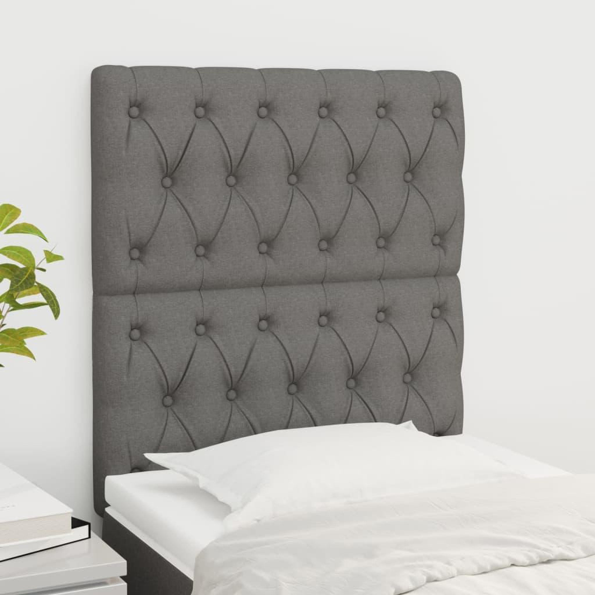 Voir la diapositive 1 : VIDAXL Tetes de lit 2 pcs Gris fonce 80x7x78/88 cm Tissu