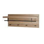 Paris Prix Patère Murale & Étagère  Miranda  75cm Chêne Foncé & Noir