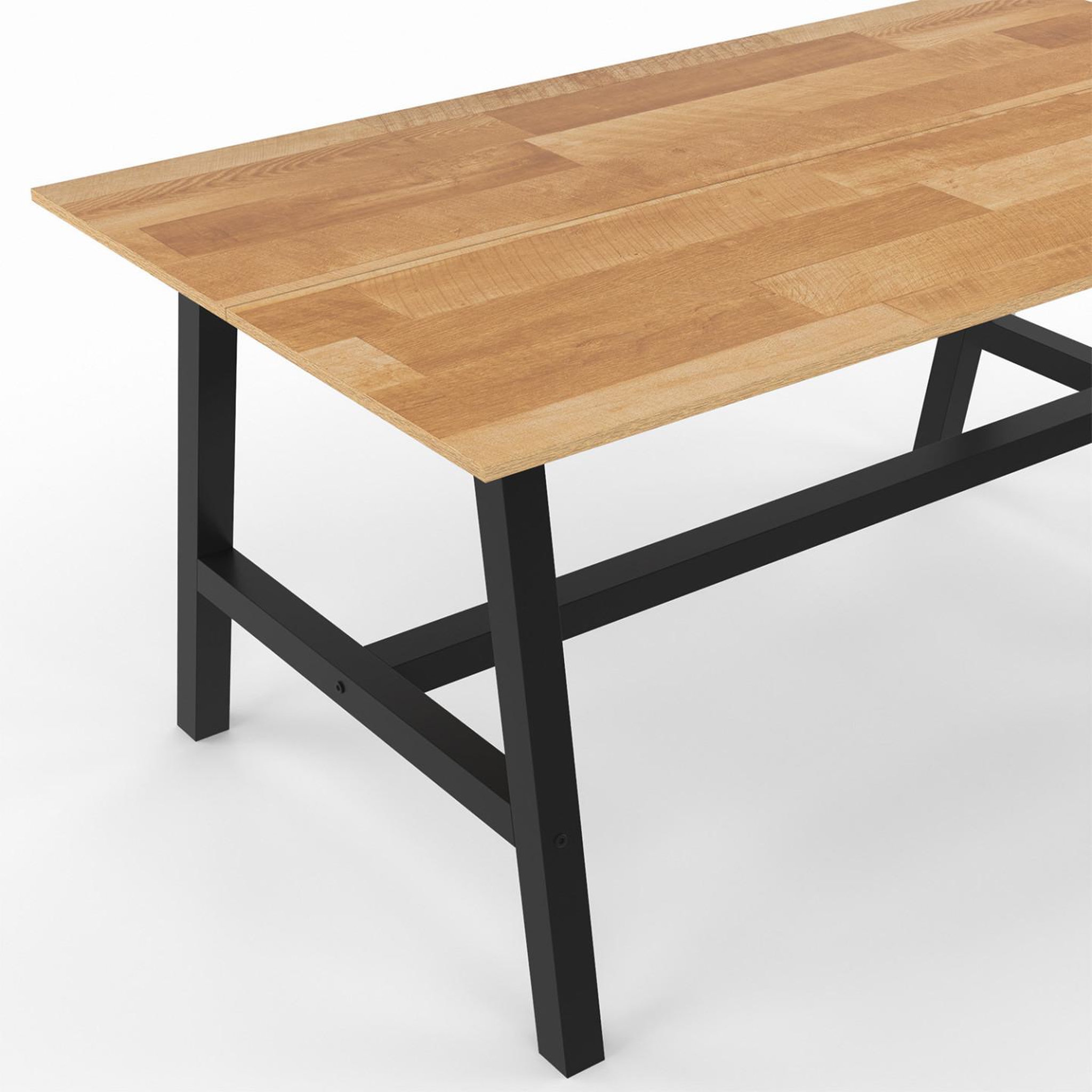 Voir la diapositive 5 : ID MARKET Table à manger rectangle madeleine 6 personnes bois et métal 160 cm