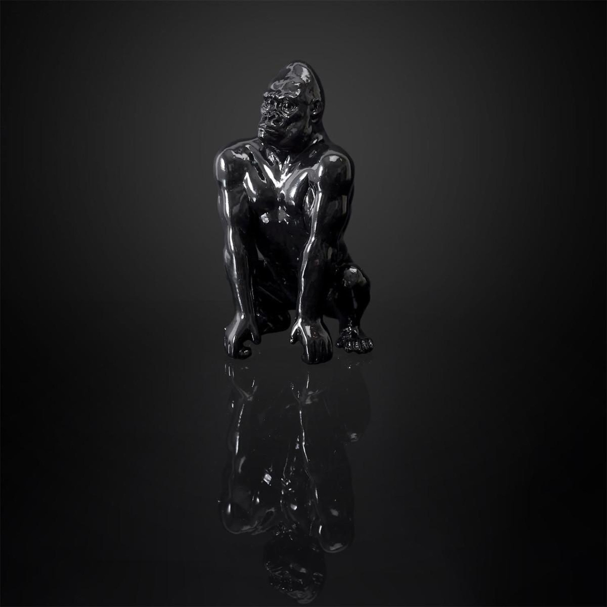 Voir la diapositive 4 : The Home Deco Factory Statuette déco gorille  sculpture  24cm noir