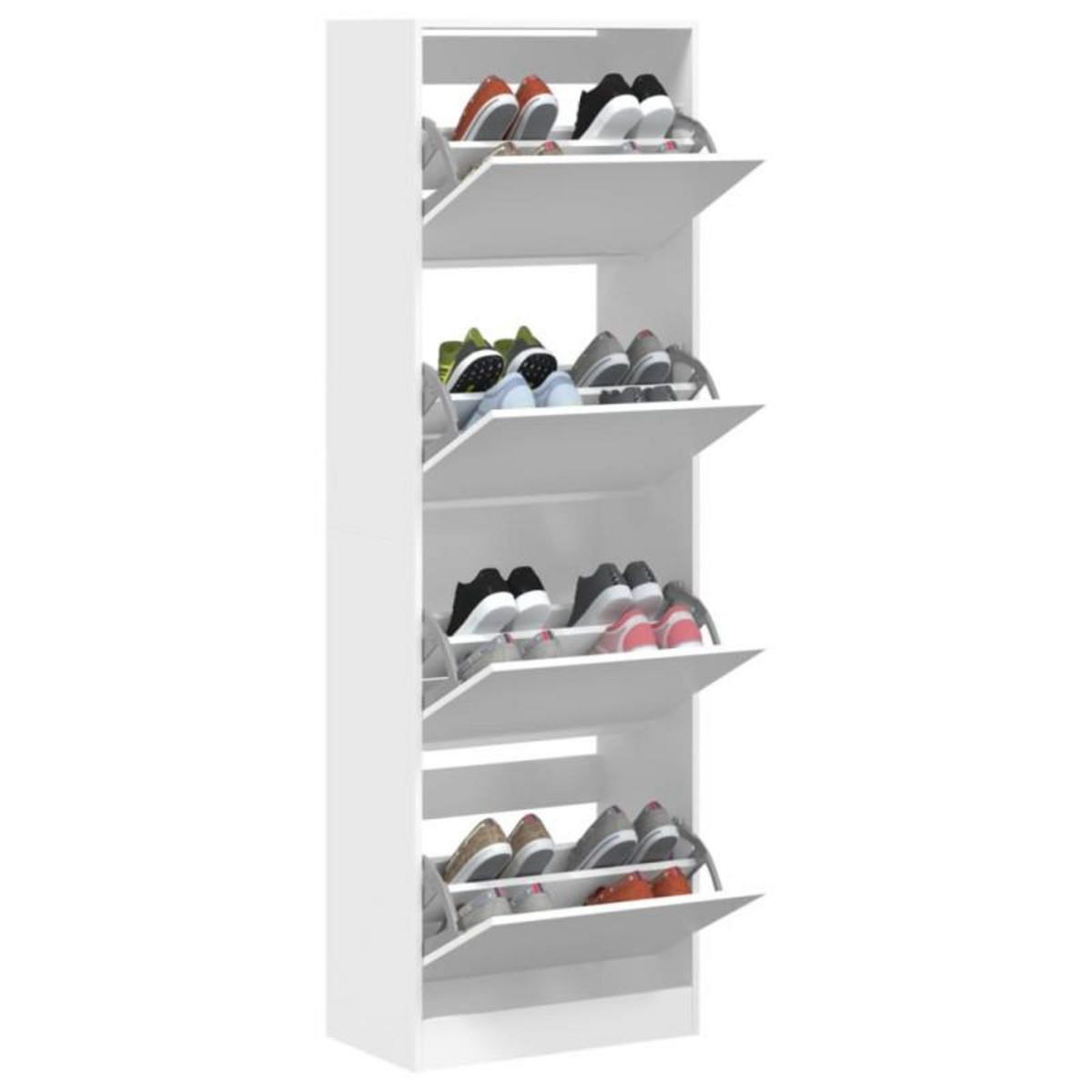 VIDAXL Armoire à chaussures 4 tiroirs rabattables blanc 60x34x187,5 cm