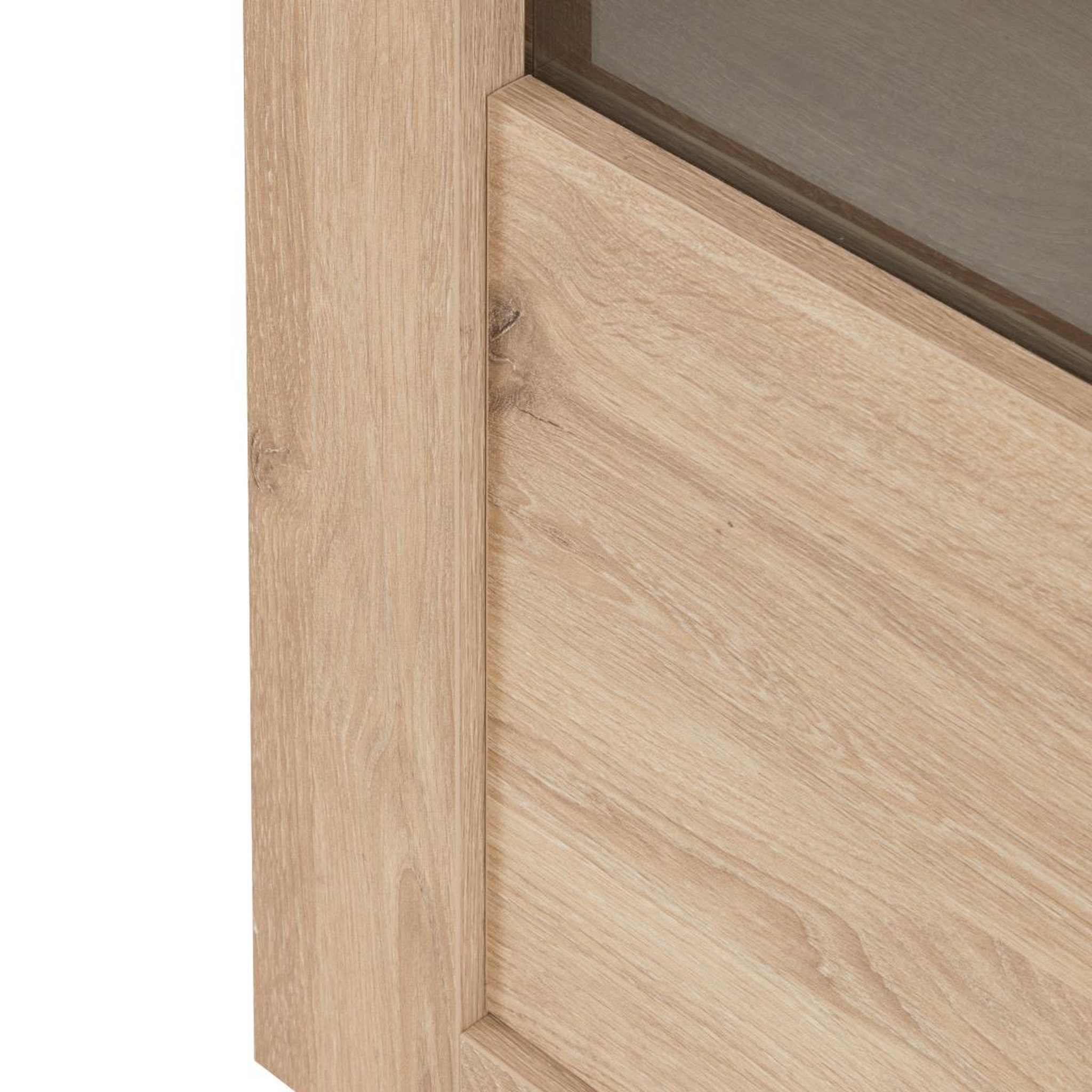 Voir la diapositive 6 : JLC KREATION Vitrine moderne en bois avec portes vitrées et LED RACHA