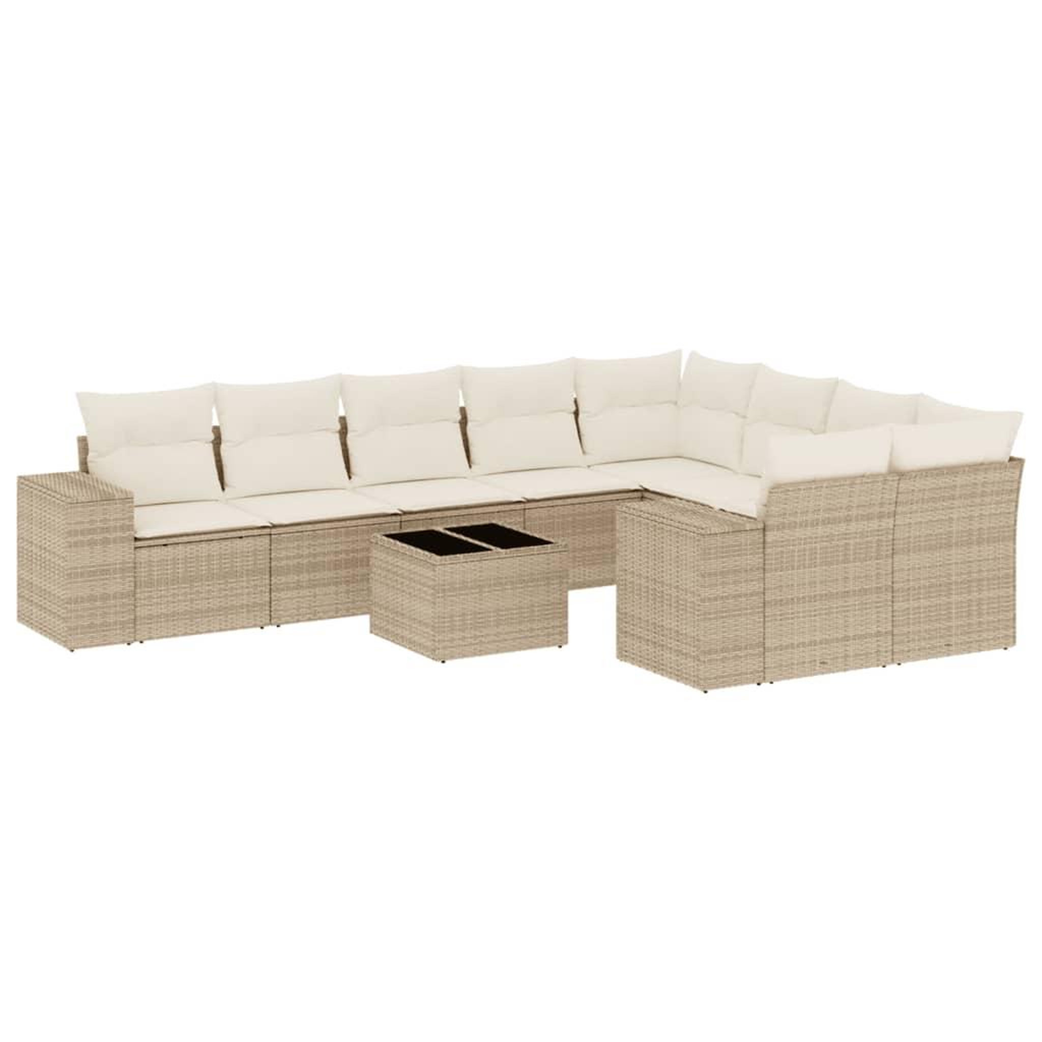 Voir la diapositive 2 : VIDAXL Salon de jardin avec coussins 10 pcs beige resine tressee