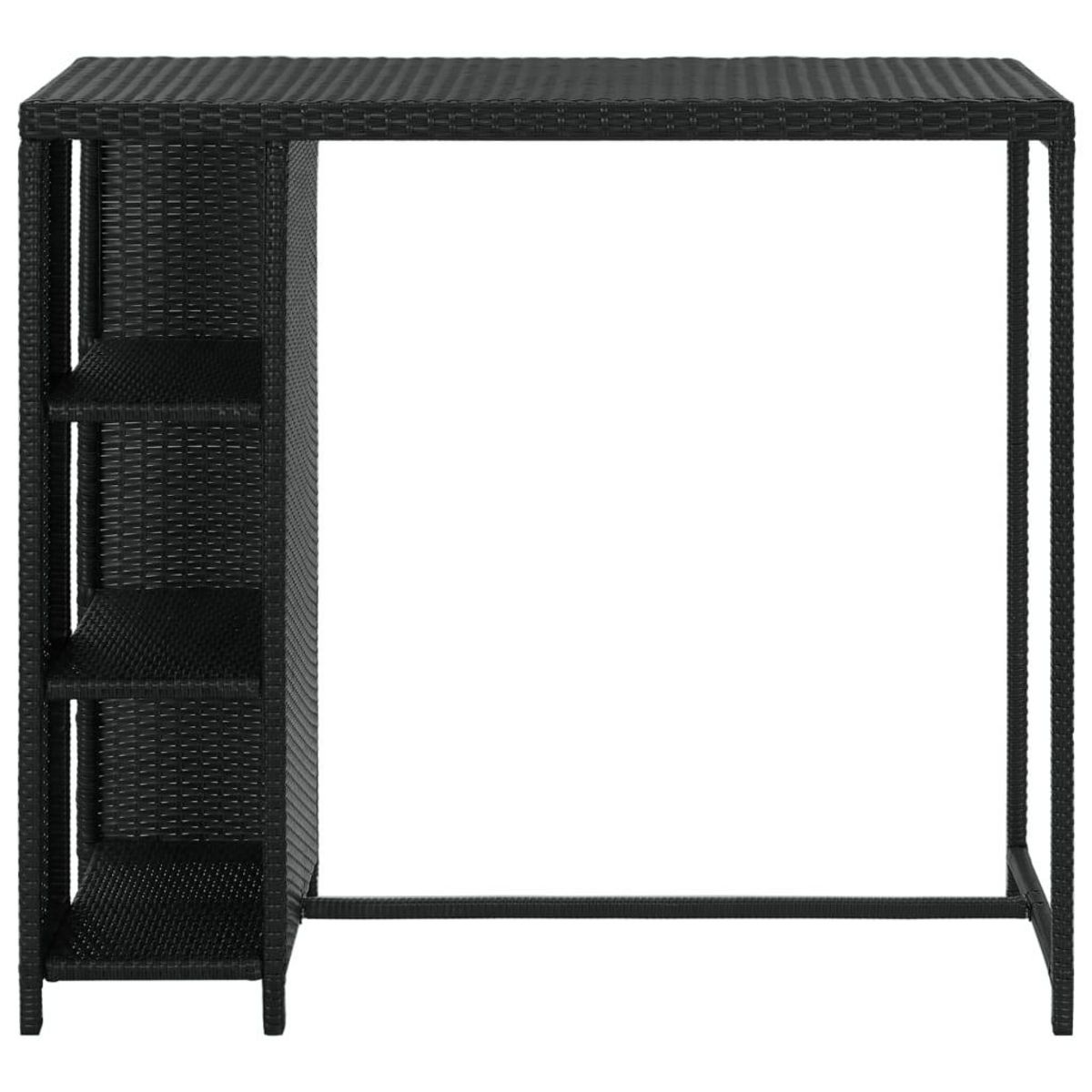 VIDAXL Table de bar avec rangement Noir 120x60x110 cm Resine tressee