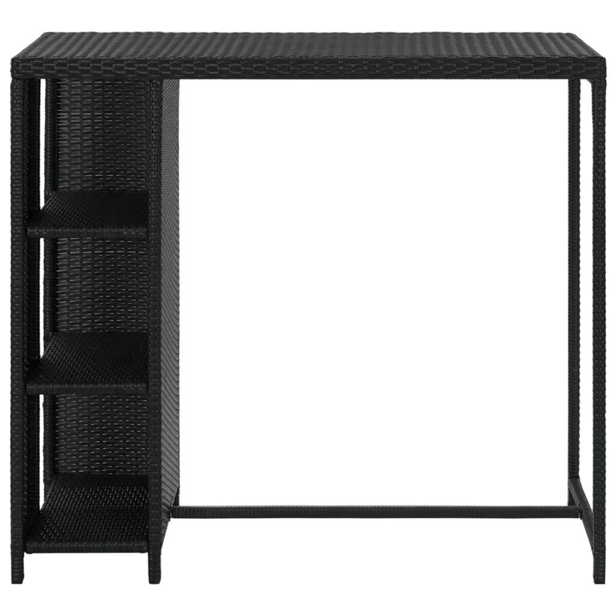VIDAXL Table de bar avec rangement Noir 120x60x110 cm Resine tressee