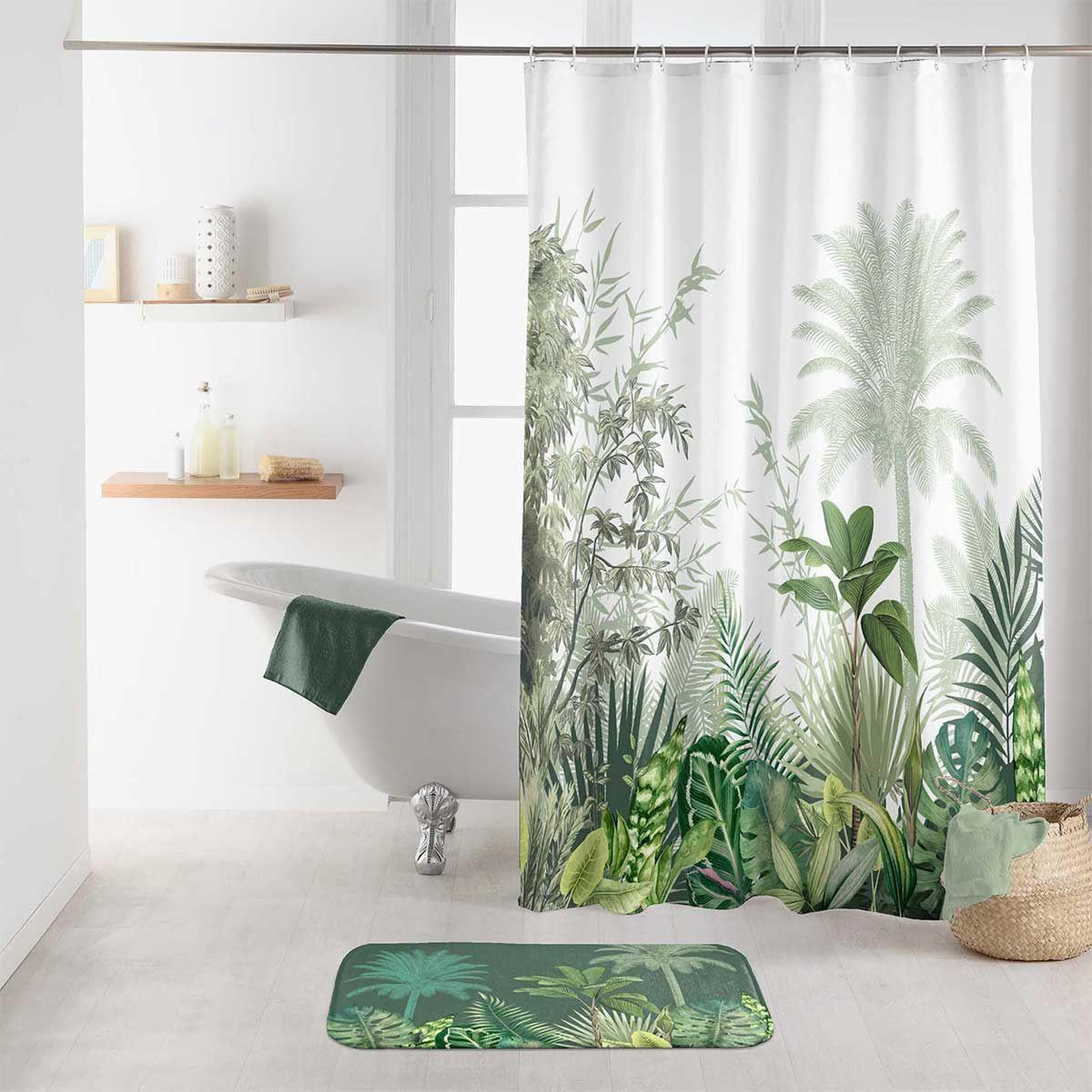 Douceur d'Intérieur Rideau de douche  vagabonde  180x200cm kaki