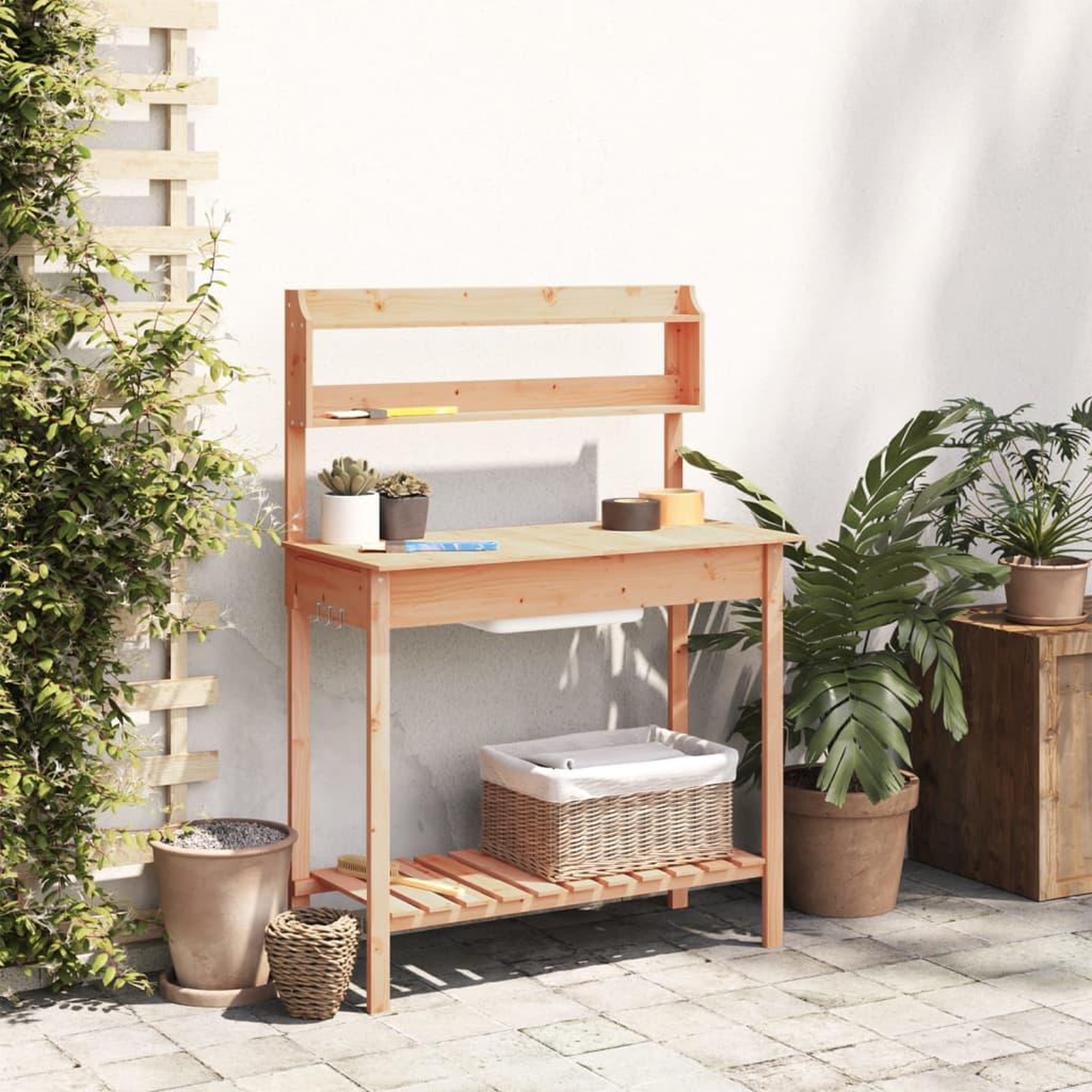 Voir la diapositive 3 : VIDAXL Table de rempotage avec evier marron bois massif de sapin
