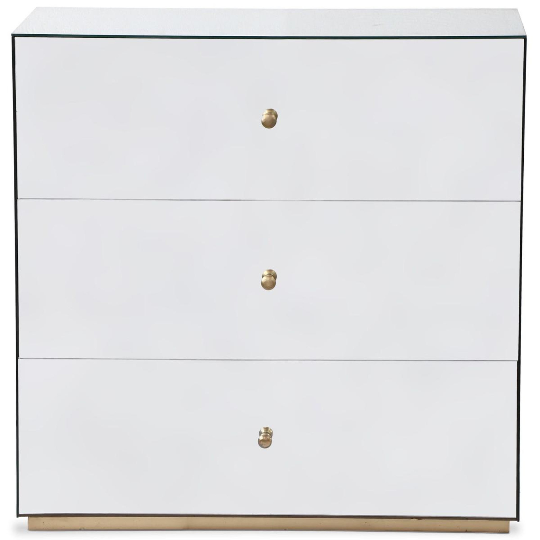 Voir la diapositive 2 : Paris Prix Commode 3 tiroirs  miravo  86cm transparent & or