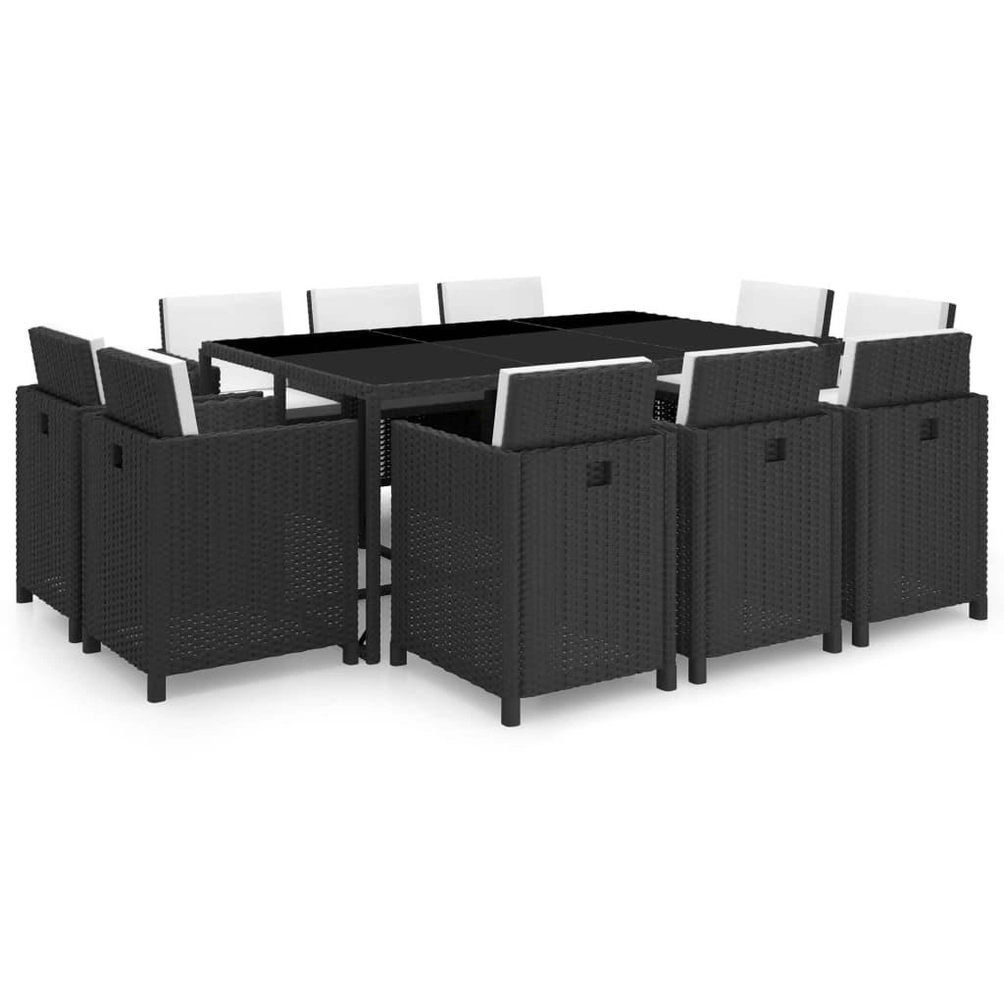 Voir la diapositive 1 : VIDAXL Ensemble a manger d'exterieur 11 pcs coussins resine tressee