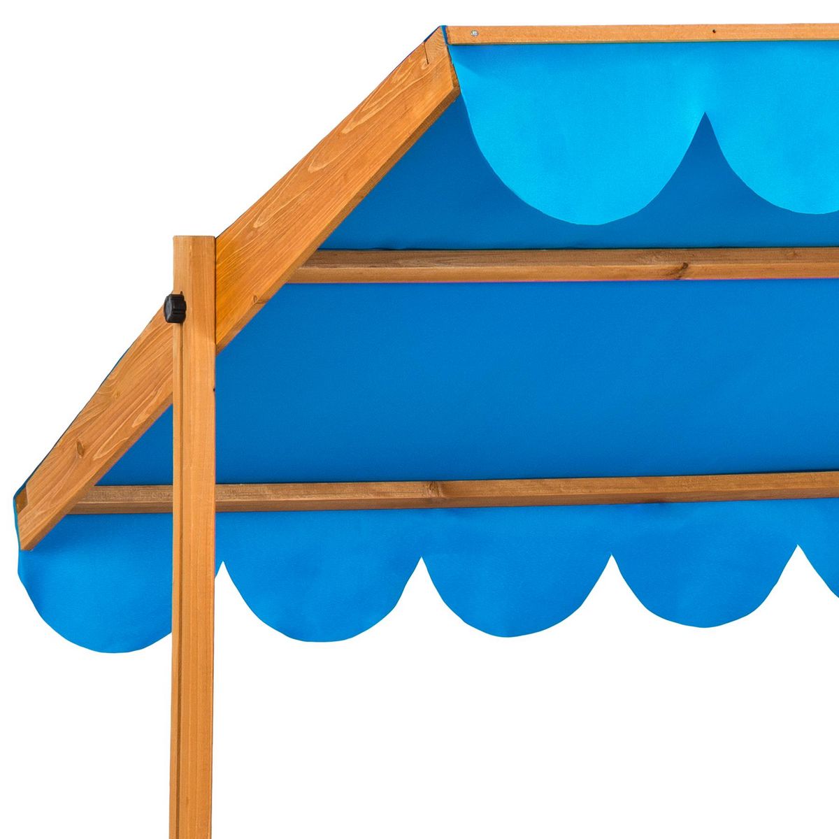 tectake Bac à sable, cabane de jardin enfant avec toit et véranda en bois avec toit réglable bleu
