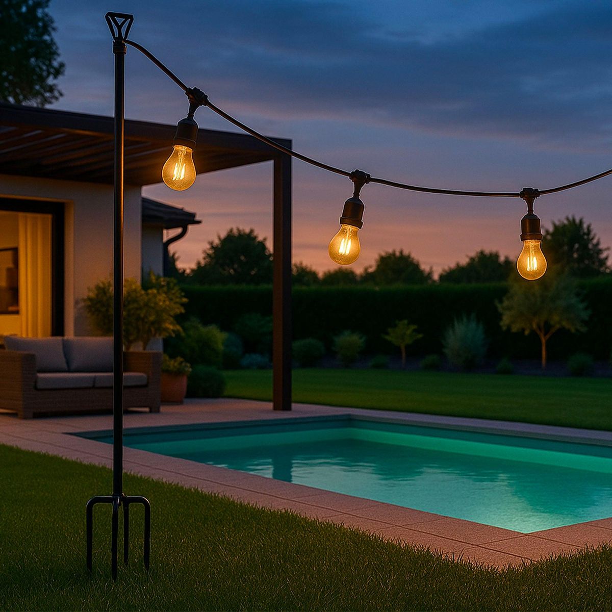 Lumisky Support pour guirlande PENDILO Noir Aluminium H280cm